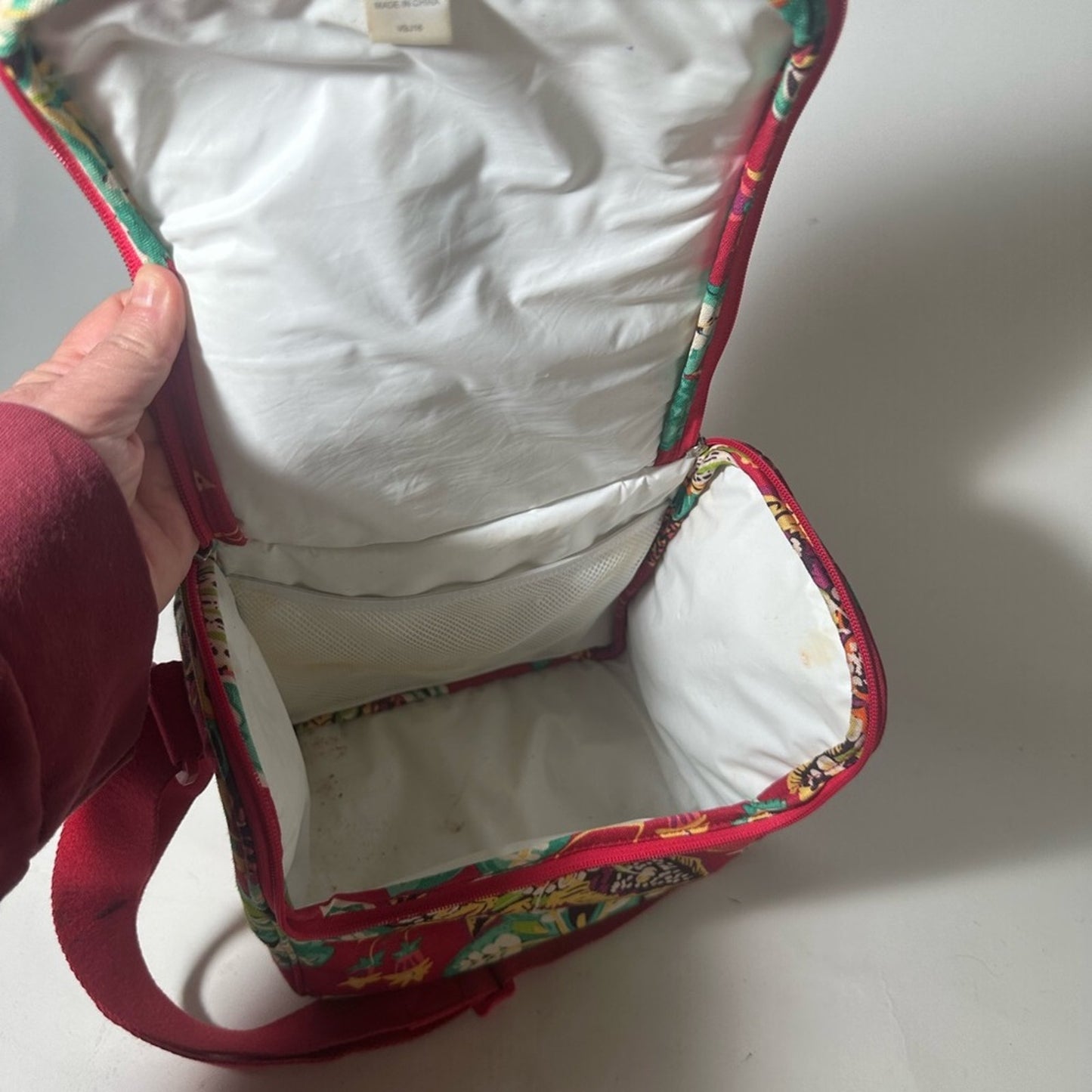 Vera Bradley Red and Green Lunch Bag with Floral Print