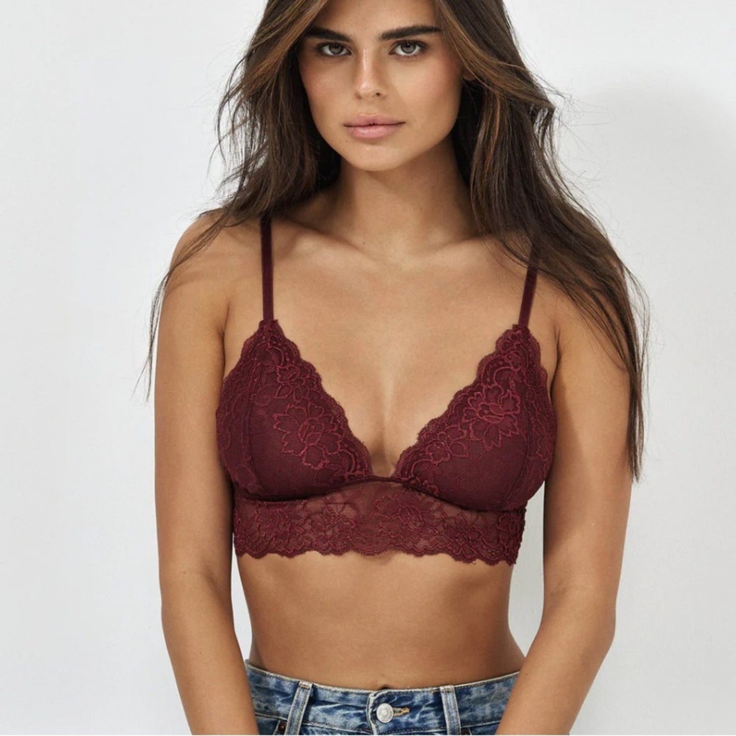 Lace Bralette in Burgundy