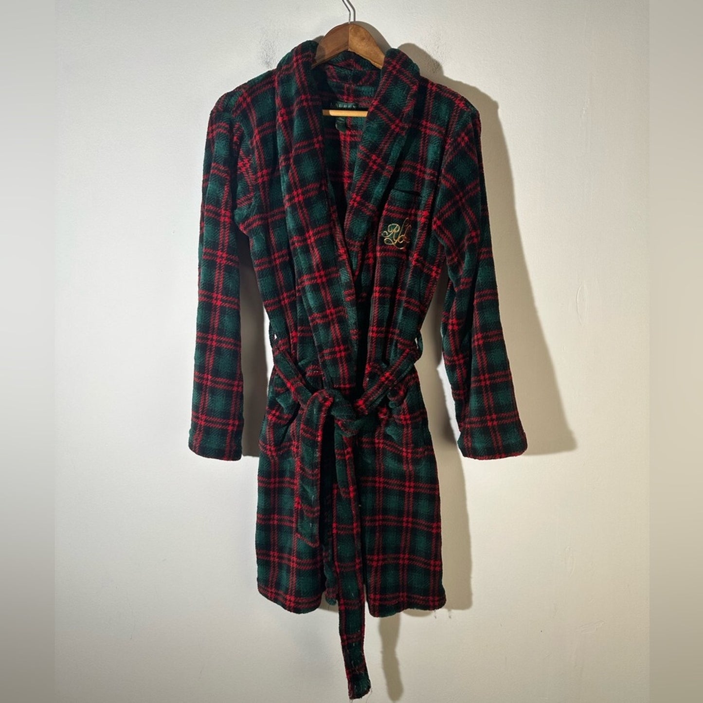 Lauren Ralph Lauren Plaid Fluffy Monogram Robe