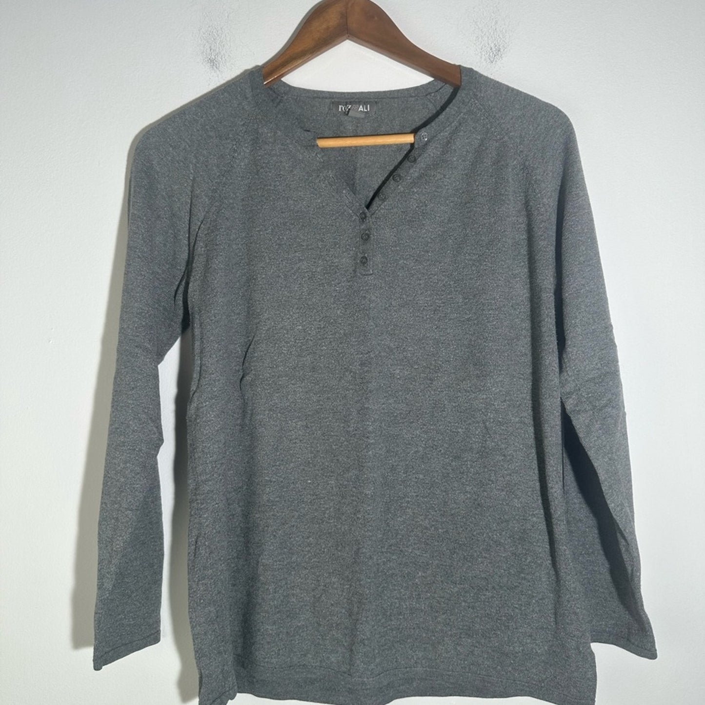 Roz & Ali Gray Long Sleeve Henley Tee