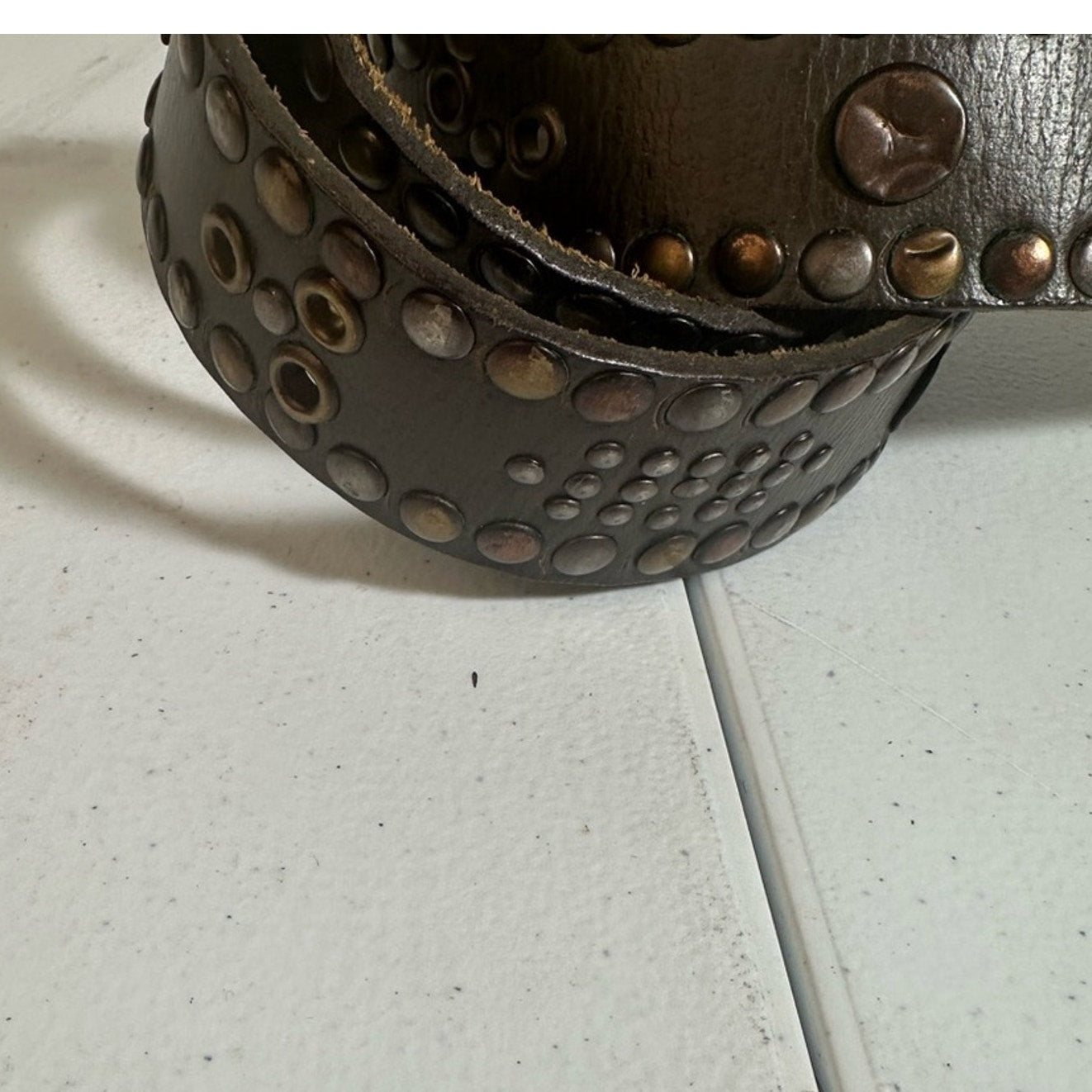 Studded Brown Leather Belt