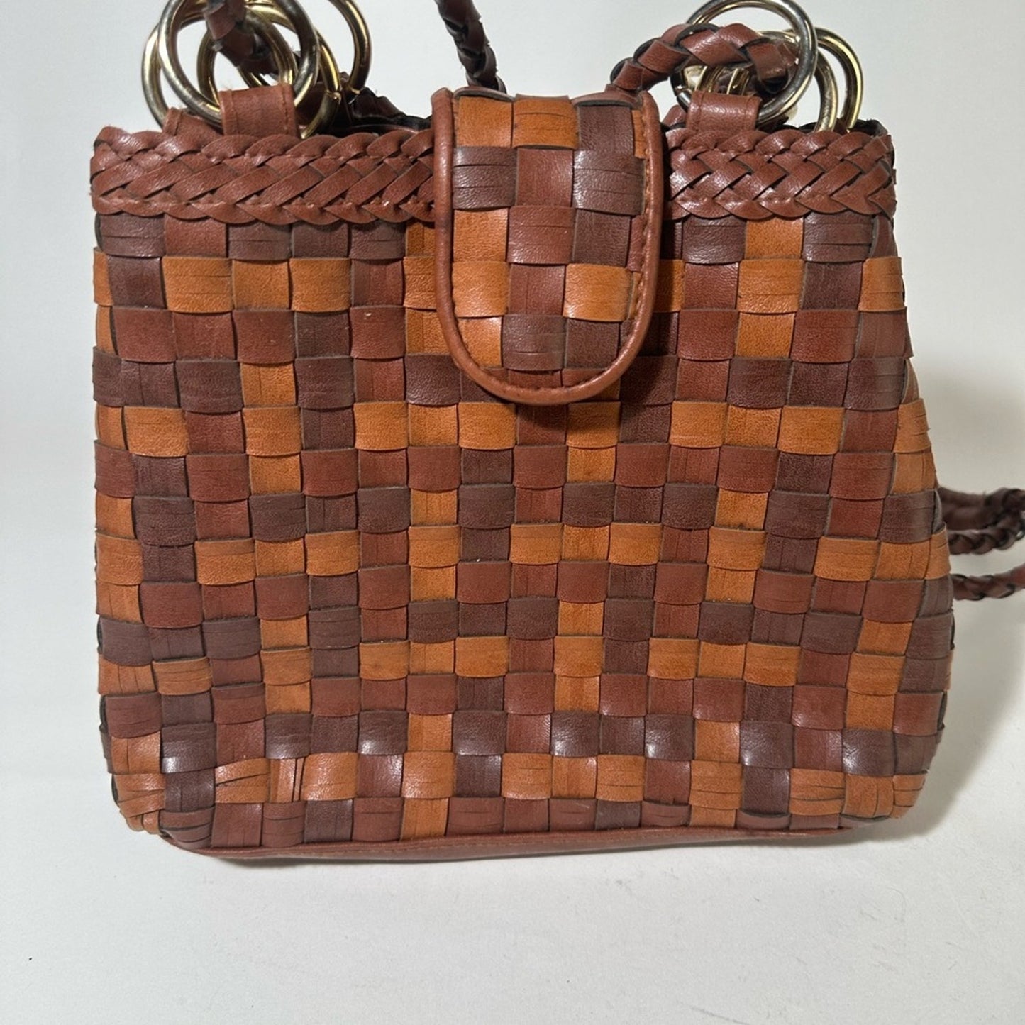 Brown Woven Leather Bag