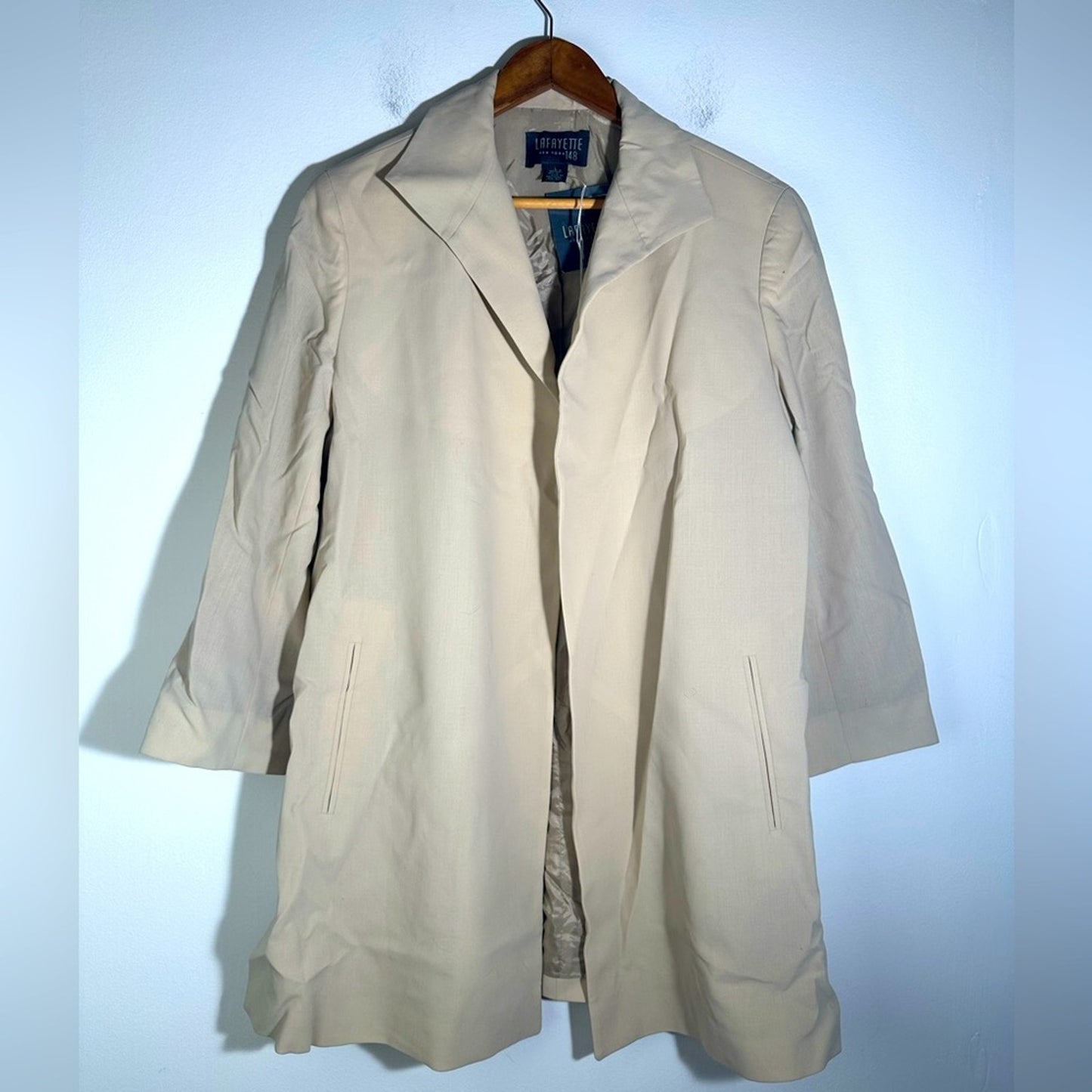 NWT Lafayette New York 148 Chic Beige Open Front Jacket