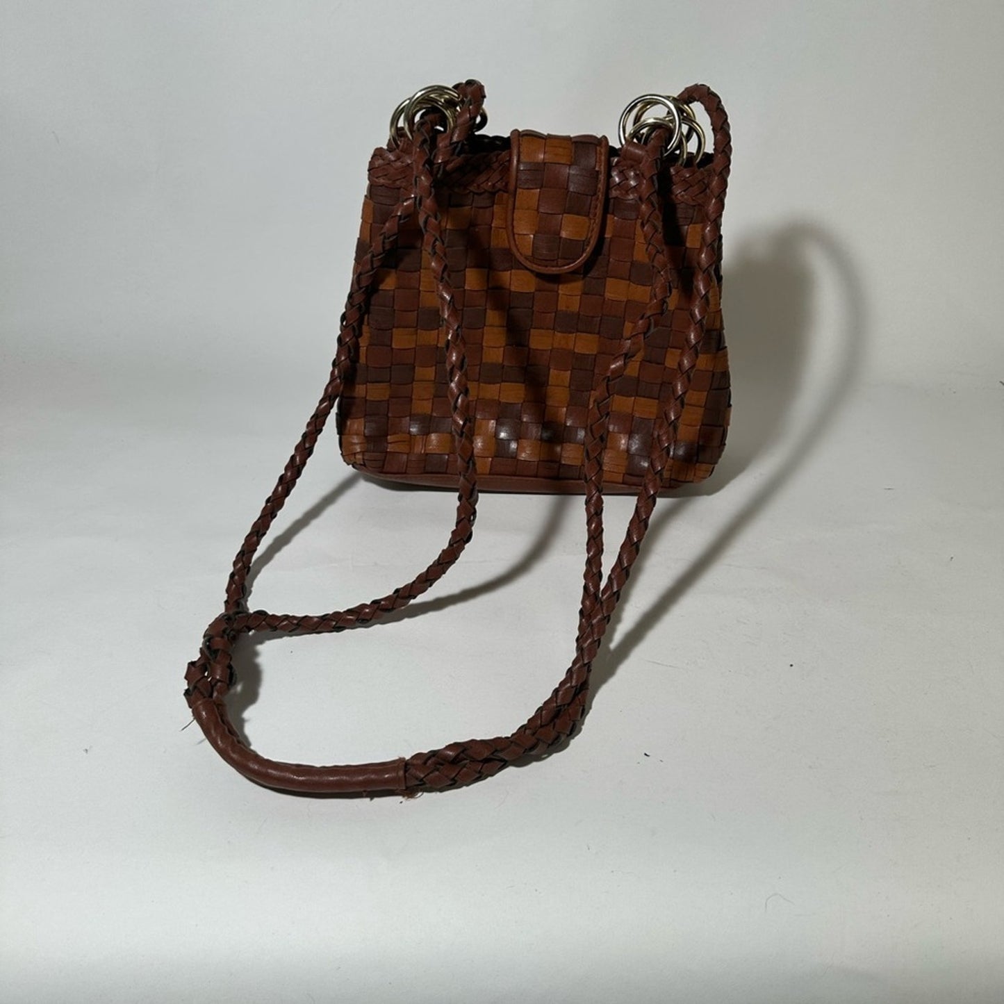 Brown Woven Leather Bag