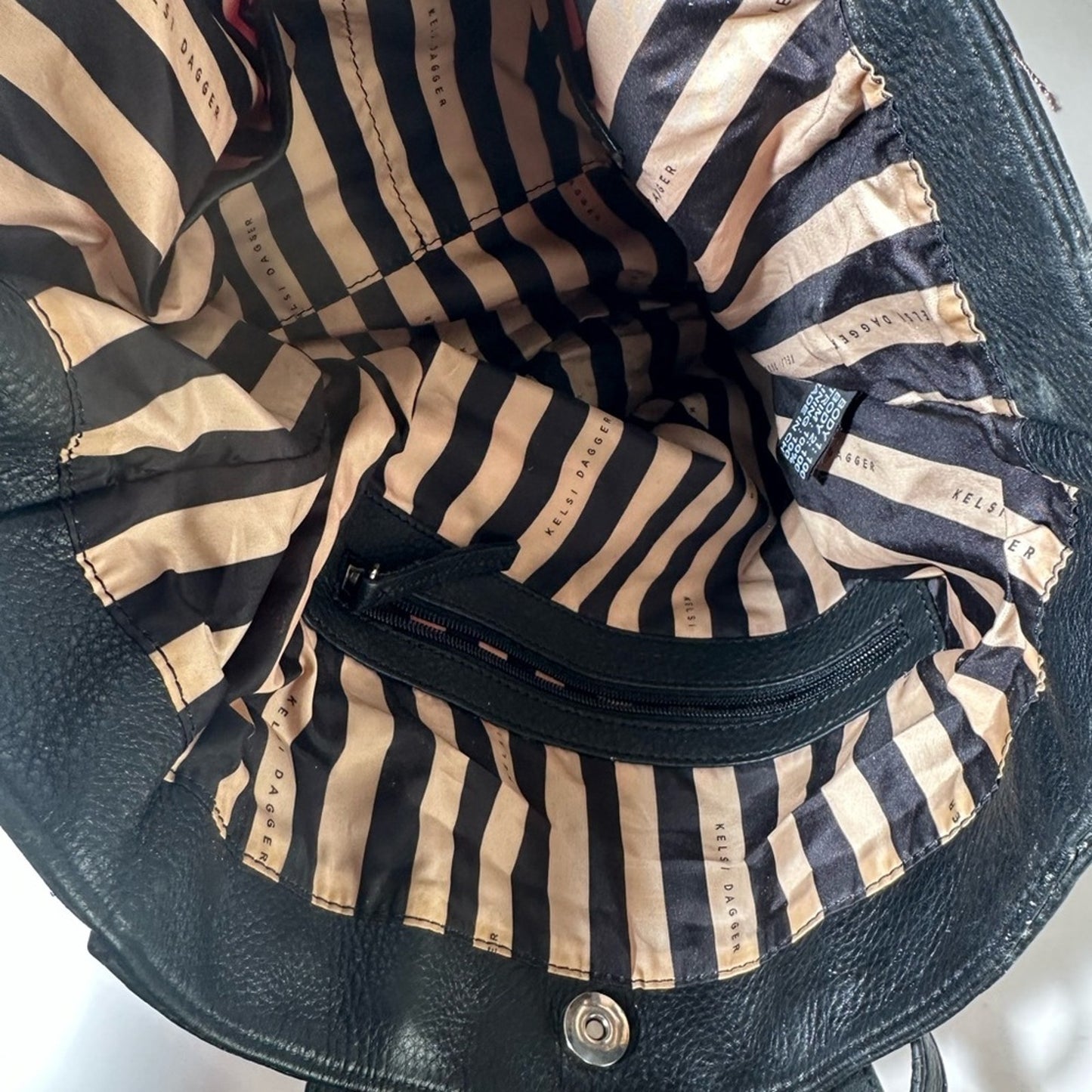 Kelsie Dagger Stylish Pink and Black Tote with Nautical Stripes