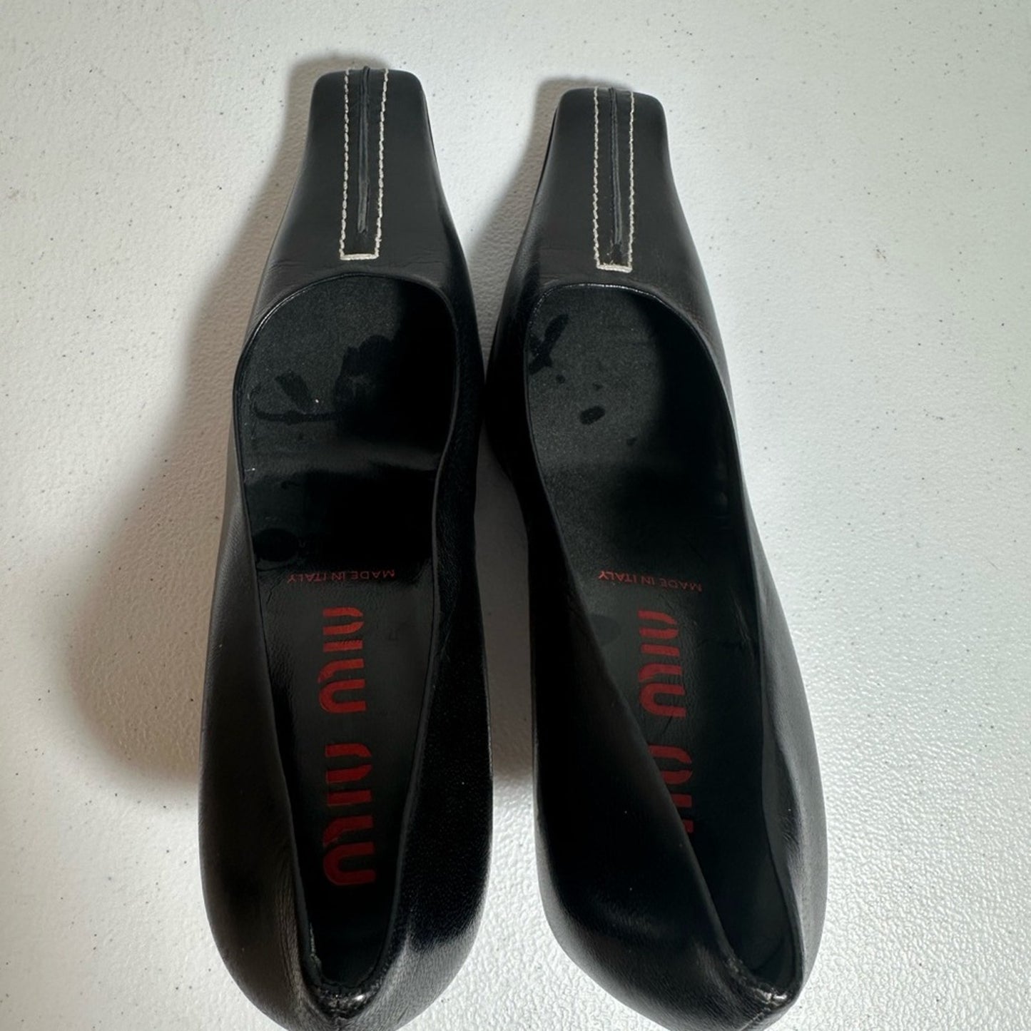Miu Miu Black Leather Women's Kitten Heels