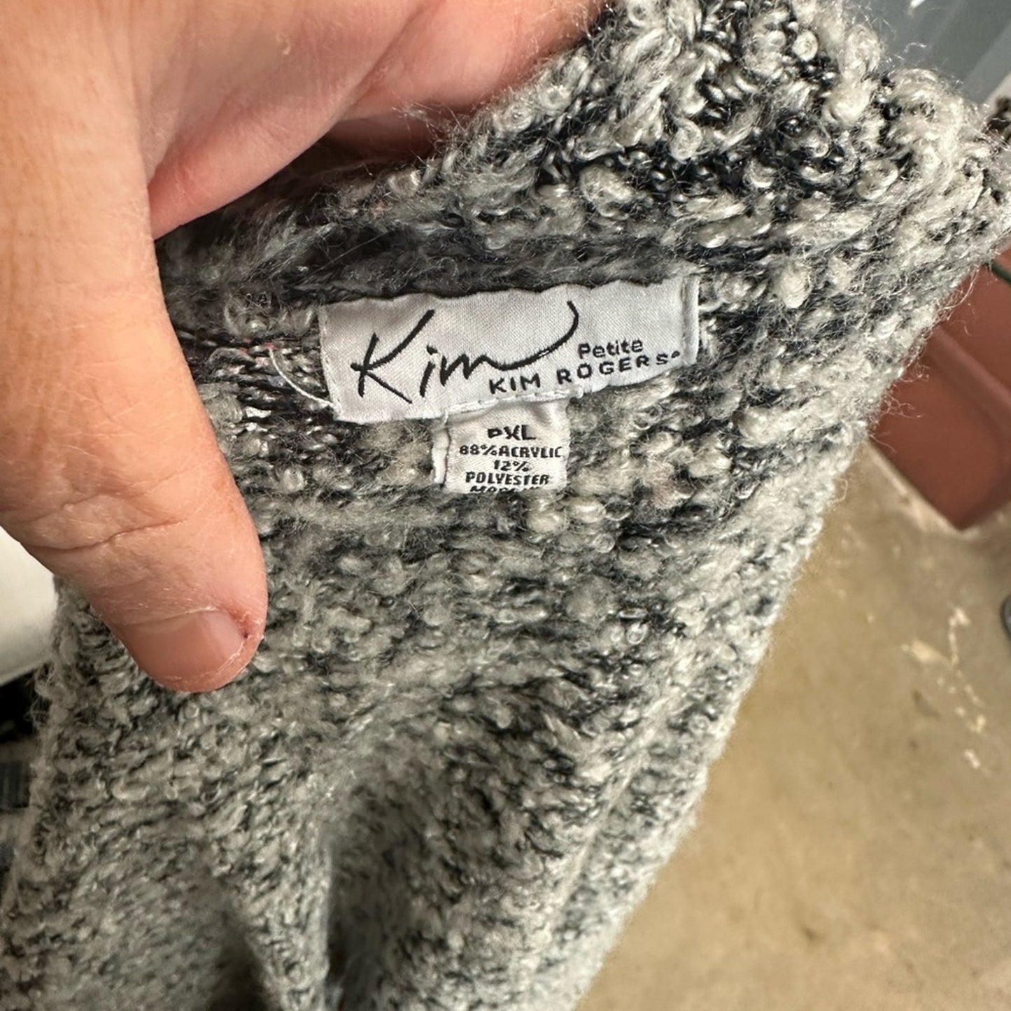 Kim Rogers Women's Gray Open-Front Sweater