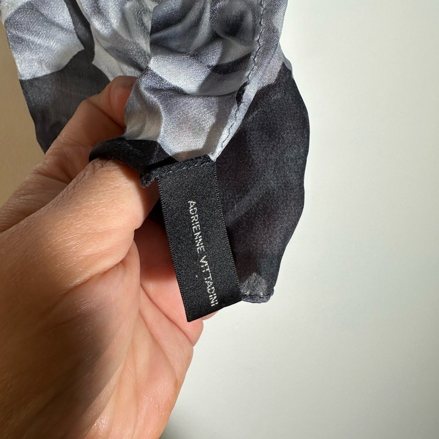 Adrienne Vittadini Black and Gray Rose Scarf