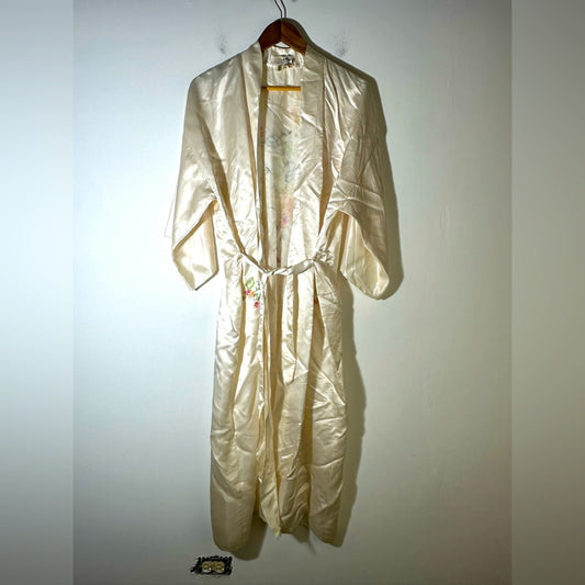 Vintage Elegant Cream Women's Kimono Robe