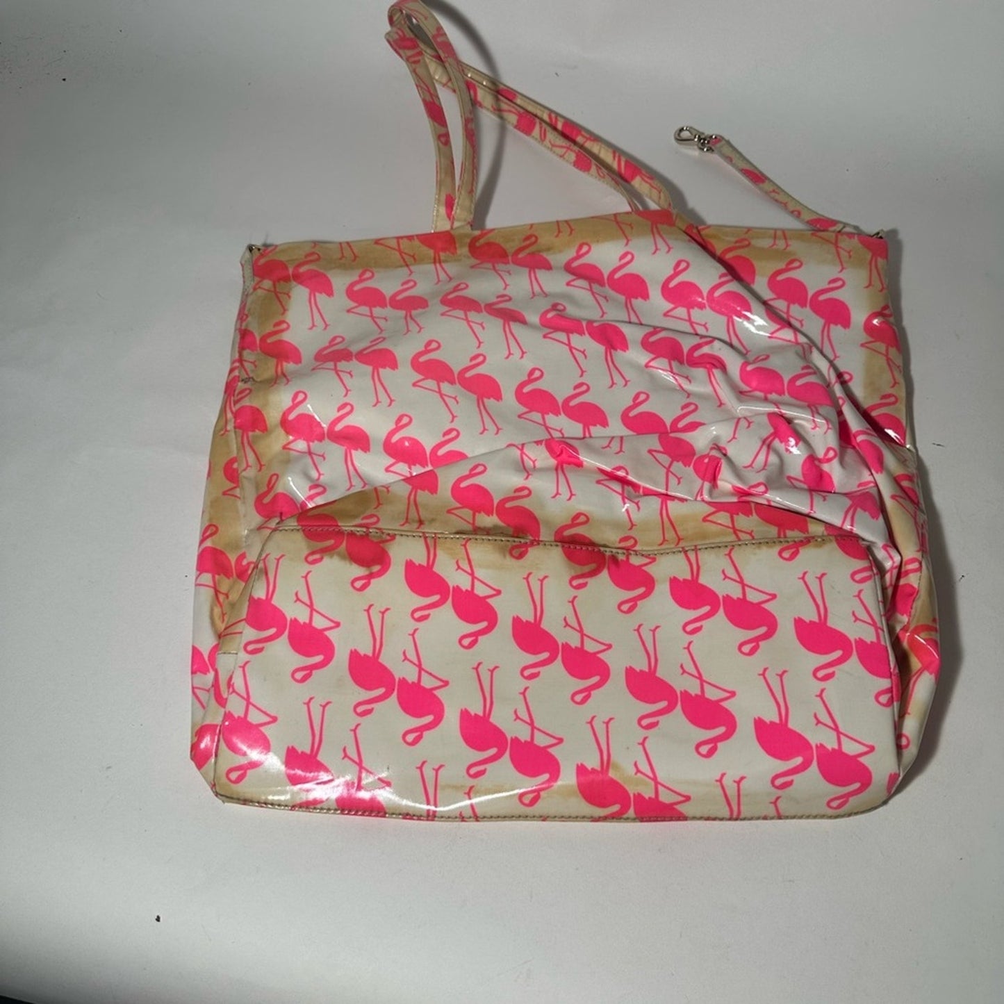 Kate Spade Pink and White Tote with Playful Flamingo Design