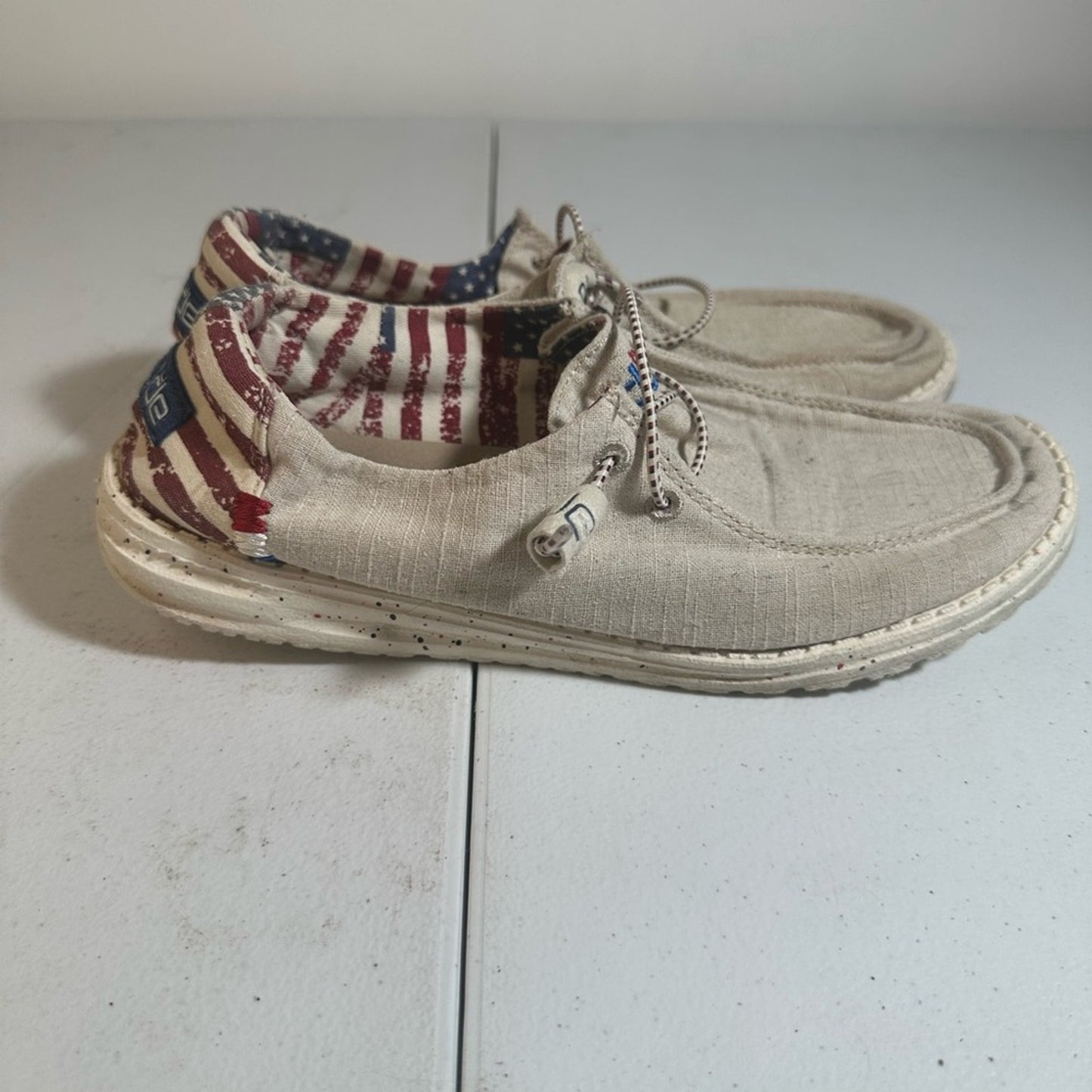 Hey Dude Americana Casual Beige Canvas Shoes