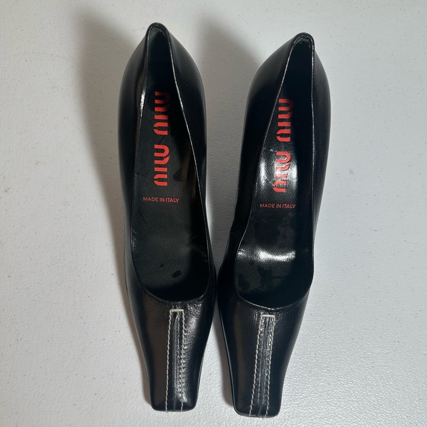 Miu Miu Black Leather Women's Kitten Heels