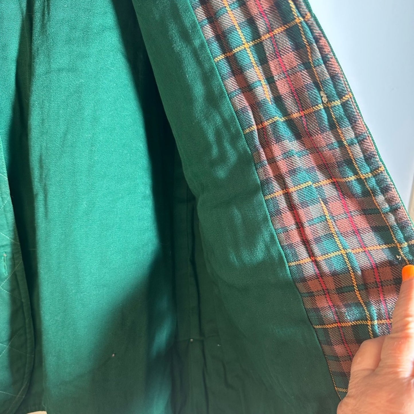 Vintage Emerald Quilted Barn Jacket with Contrast Collar