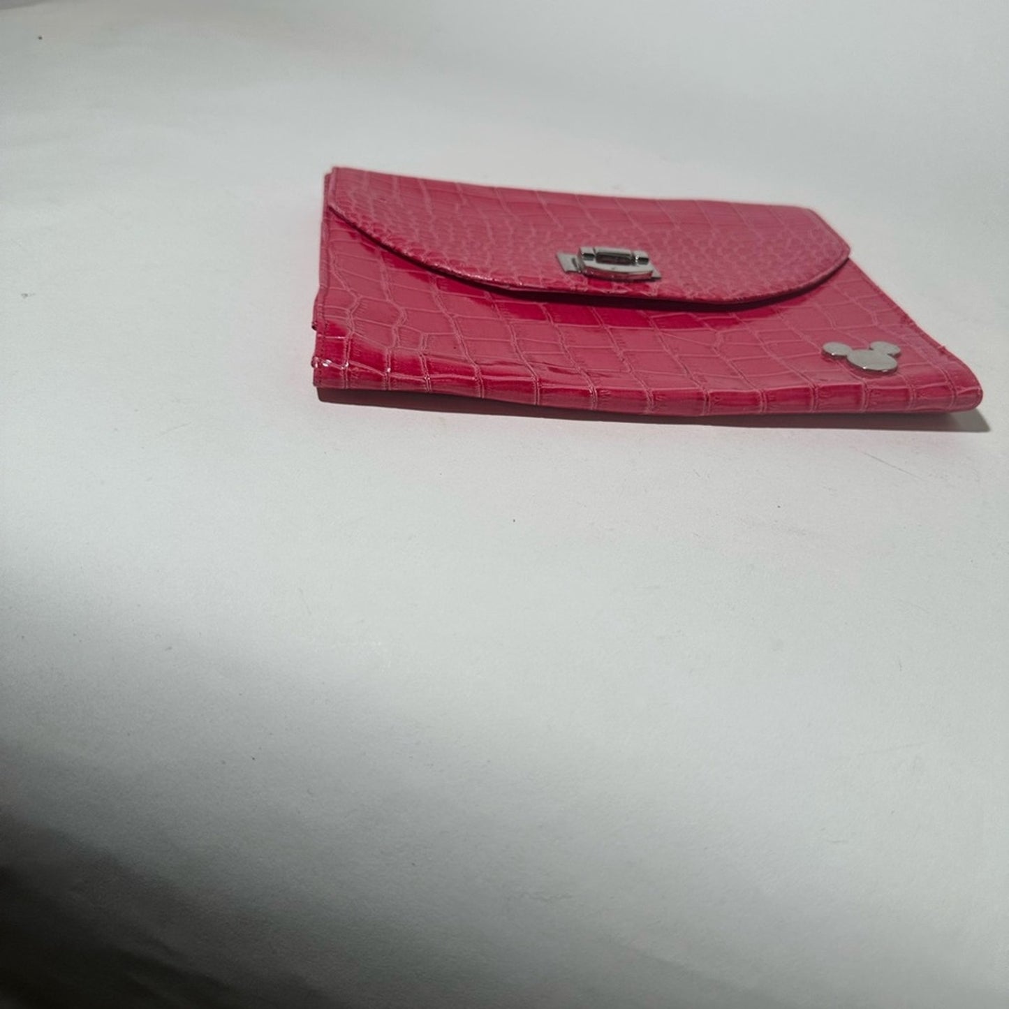 Red Crocodile Embossed Wallet with Mickey Mouse Detail
