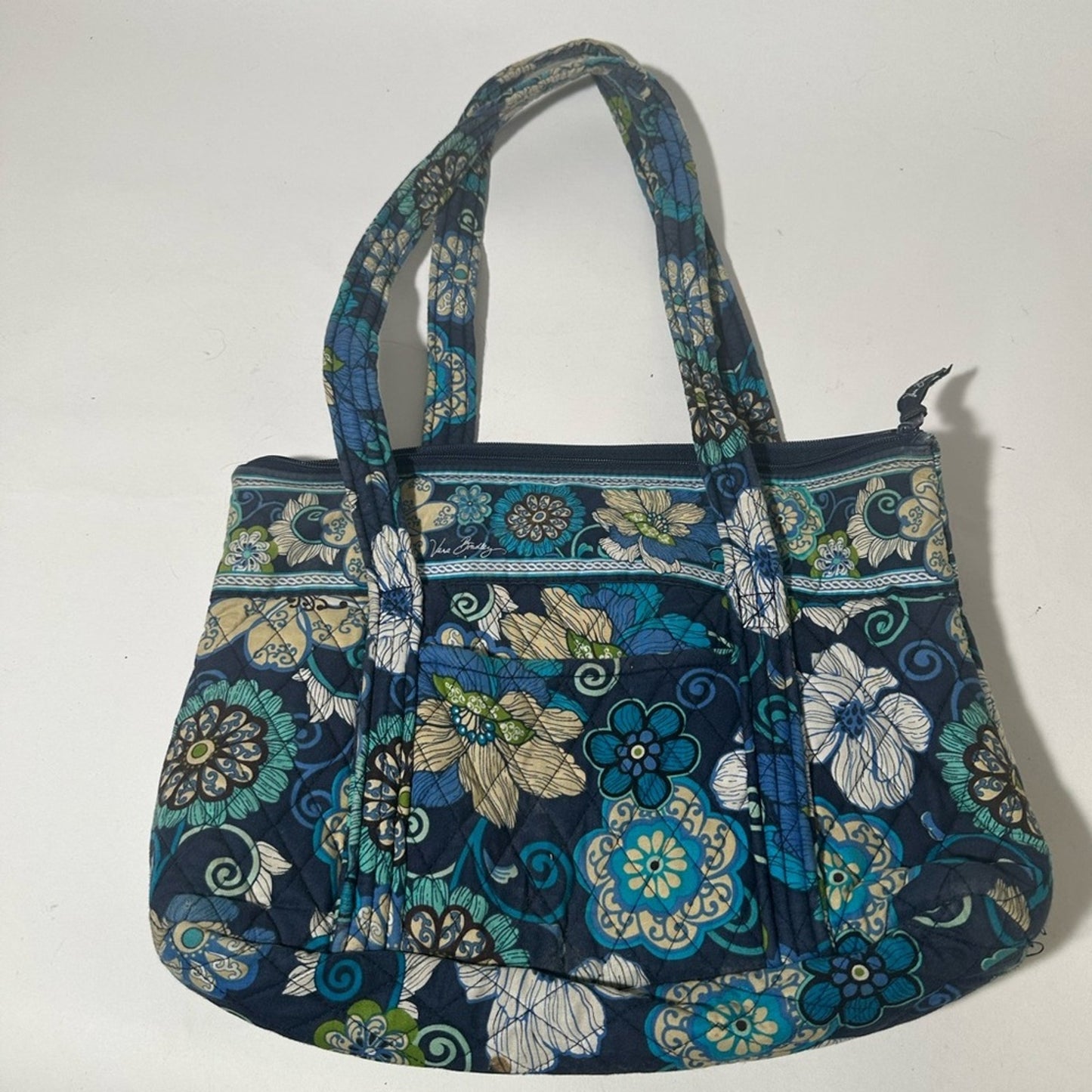 Vera Bradley Blue and Green Quilted Shoulder Bag with Paisley Design