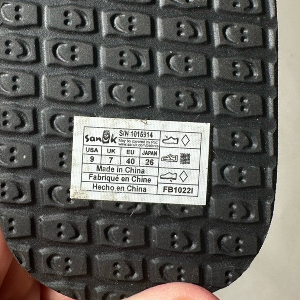 Sanuk Black and Aqua Sandals