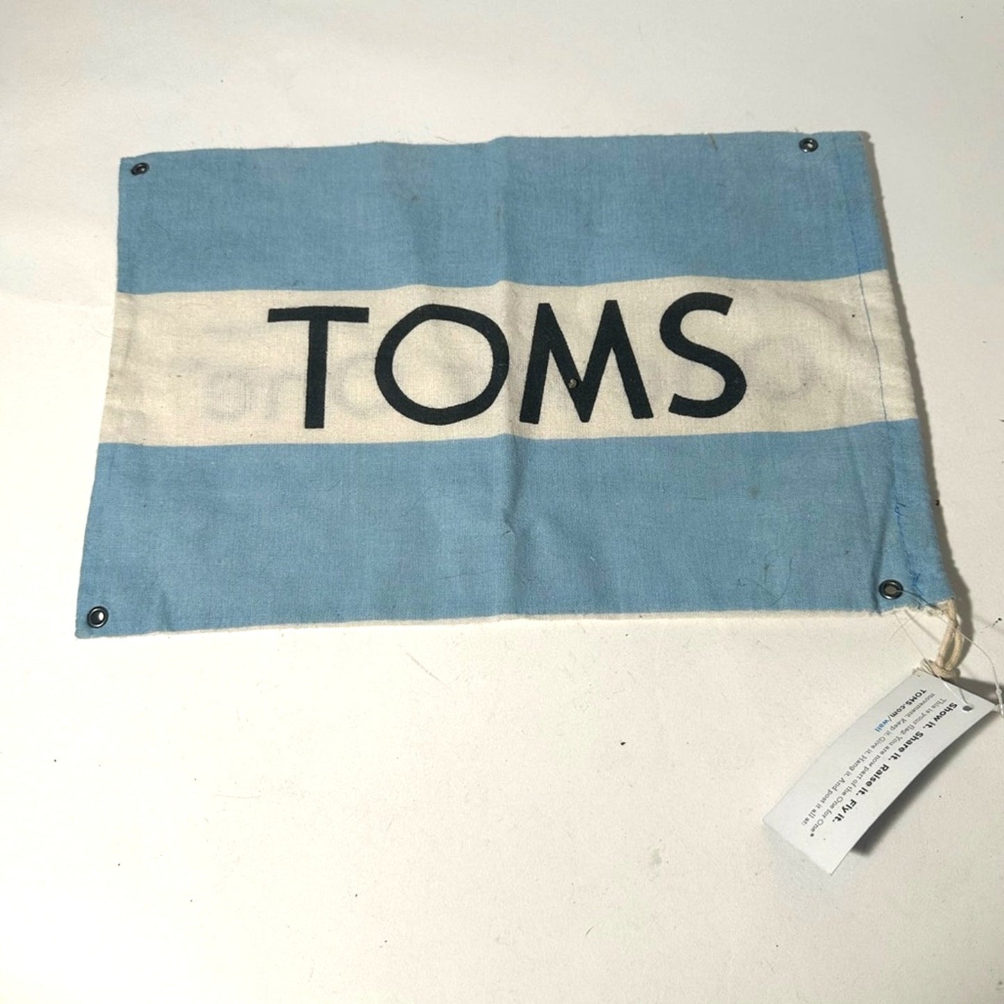 Toms Blue and White Fabric Banner Dust Bag