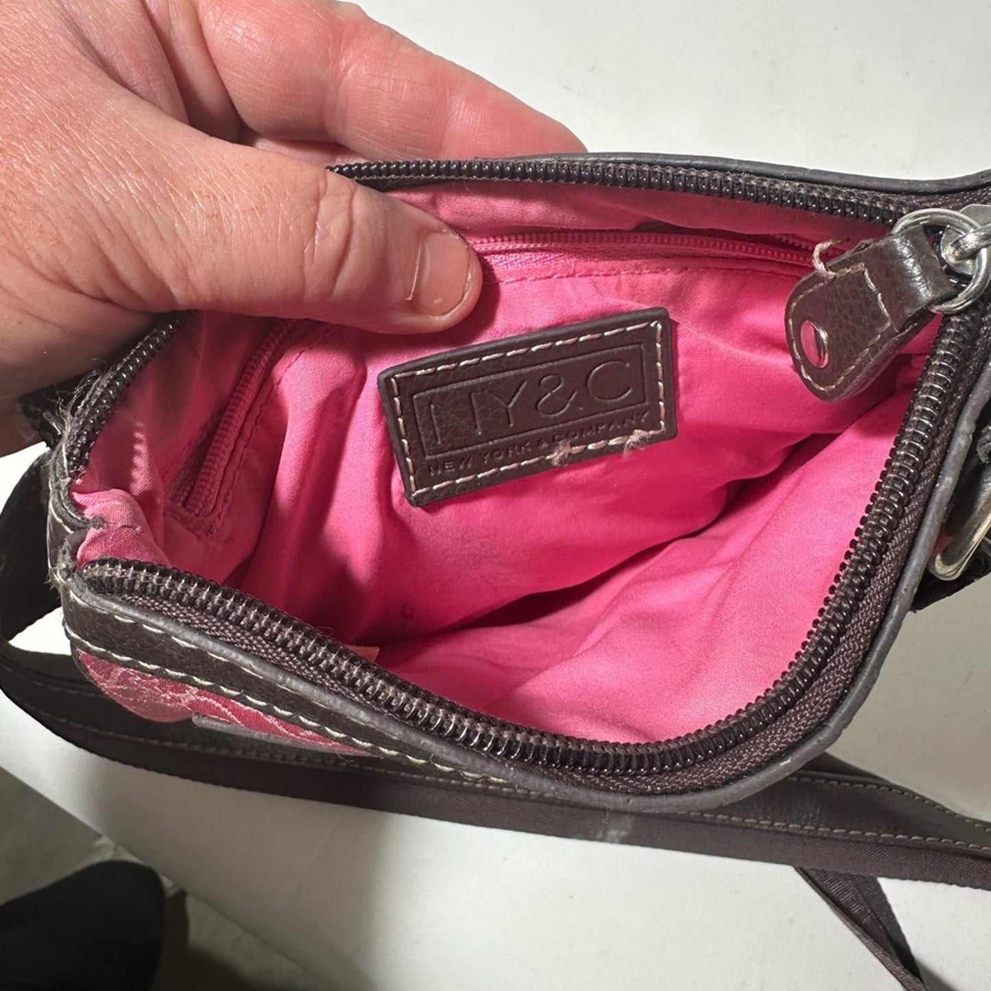 Stylish Pink and Brown Crossbody Bag