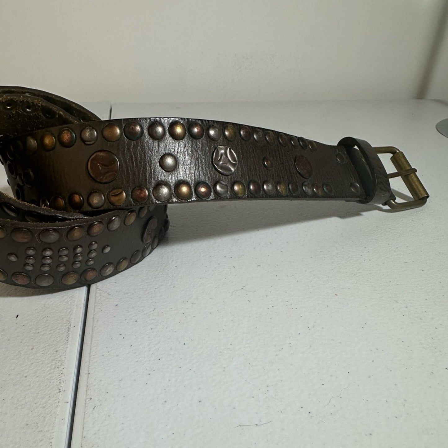 Studded Brown Leather Belt