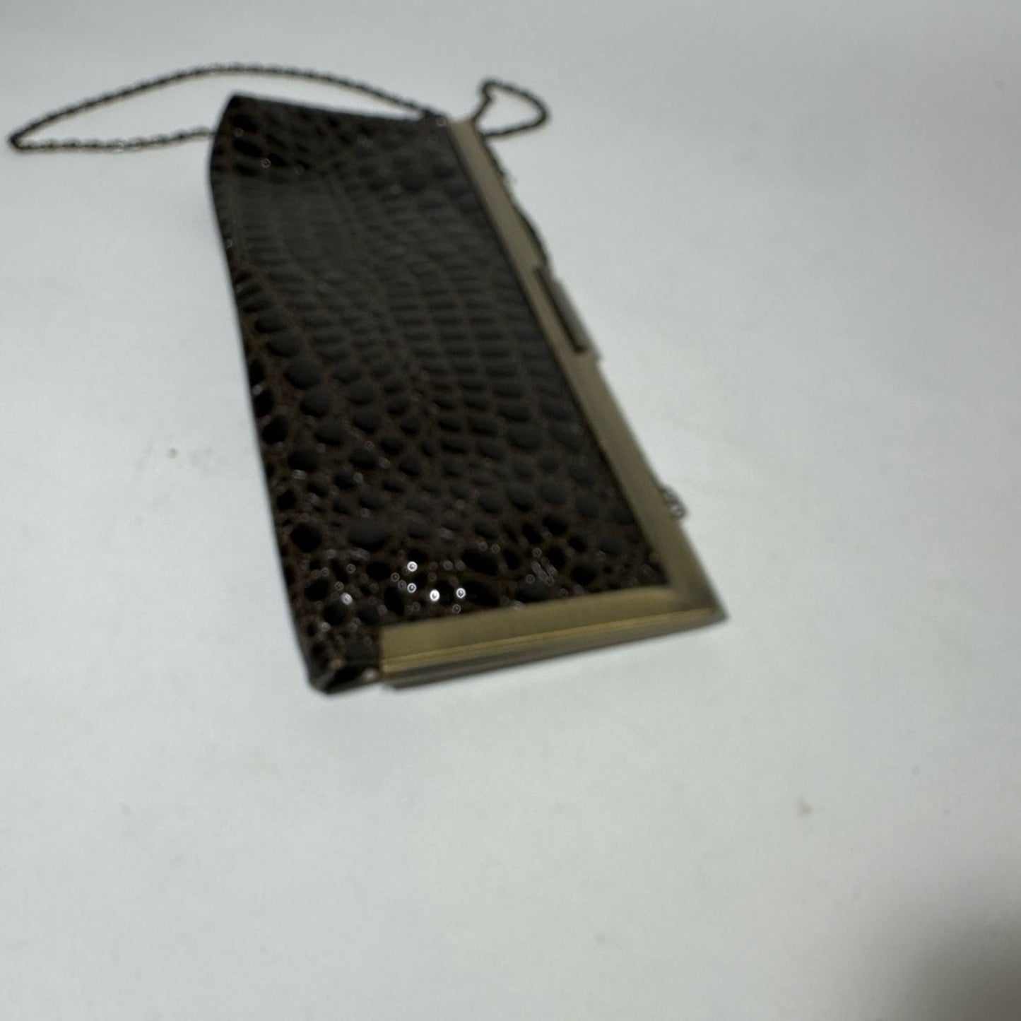 Elegant Black Crocodile-Embossed Clutch