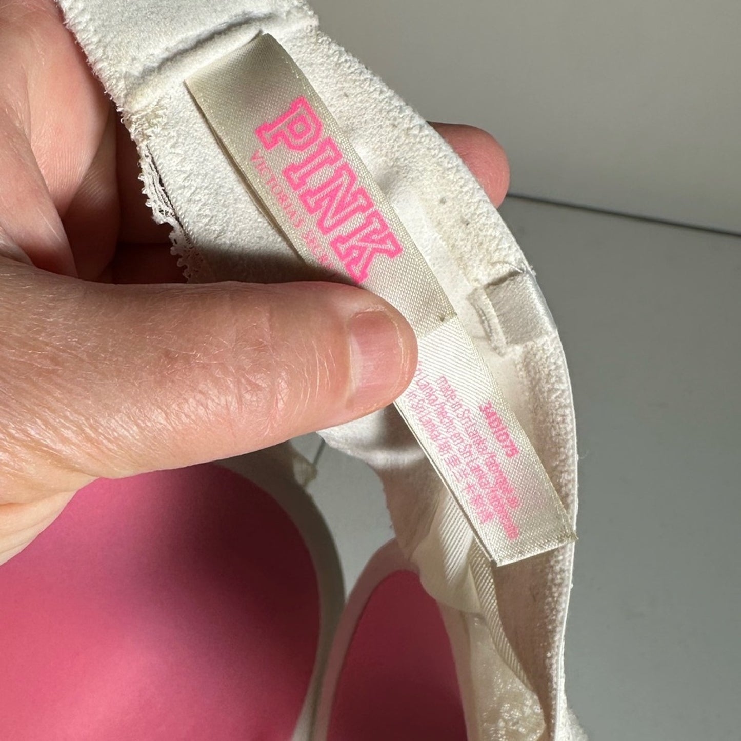 Pink Victoria’s Secret Elegant Cream Strapless Bra