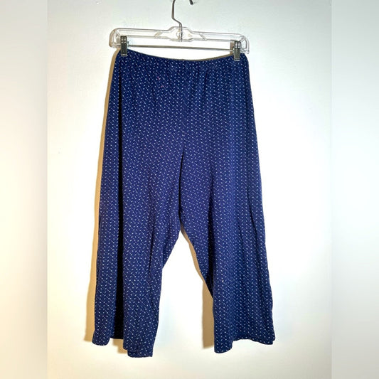 Blue Patterned Wide-Leg Pants