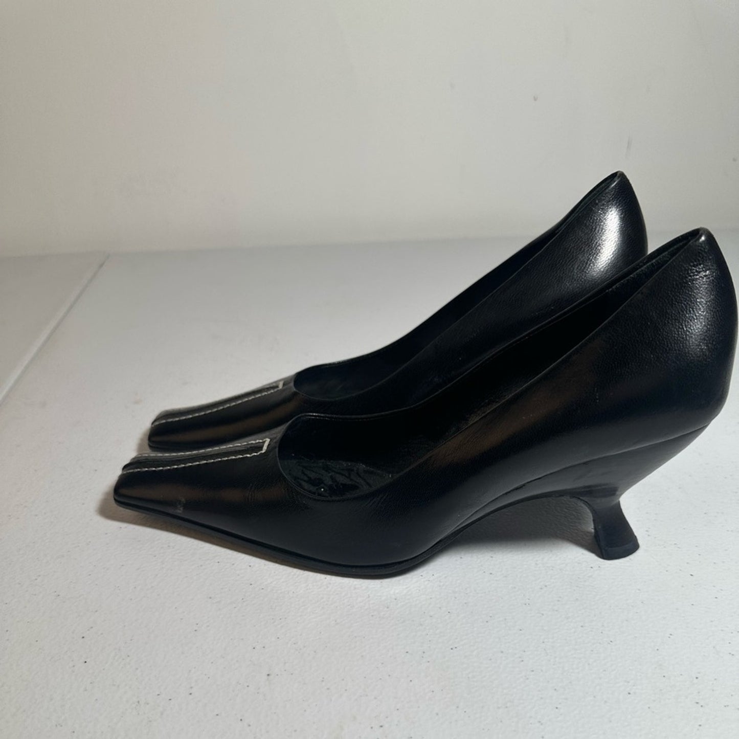 Miu Miu Black Leather Women's Kitten Heels