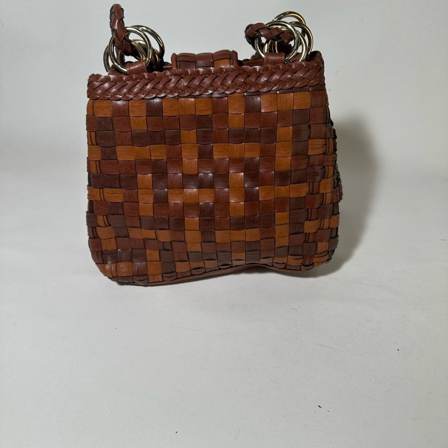 Brown Woven Leather Bag