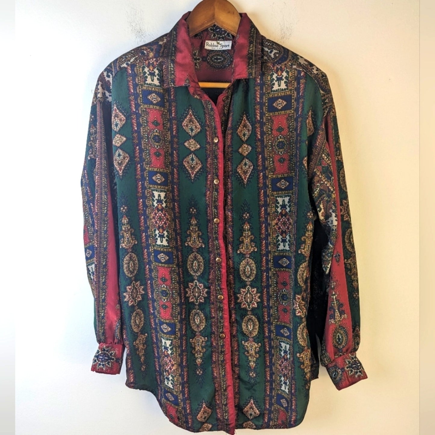 Vintage 80's Robbie Sport Paisley Button Front Shirt / Medium