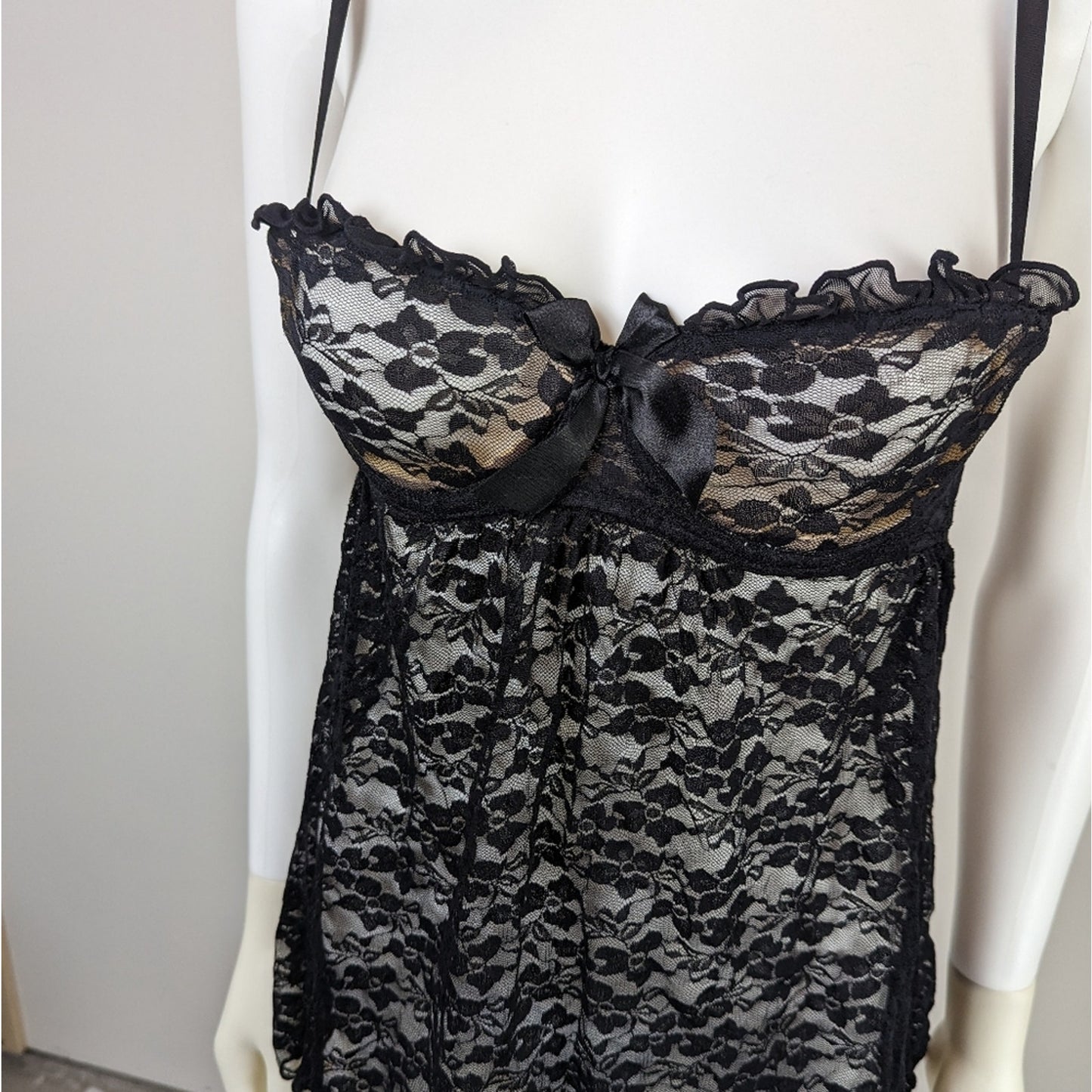Victoria's Secret Black Lacey Babydoll Nightgown - Medium