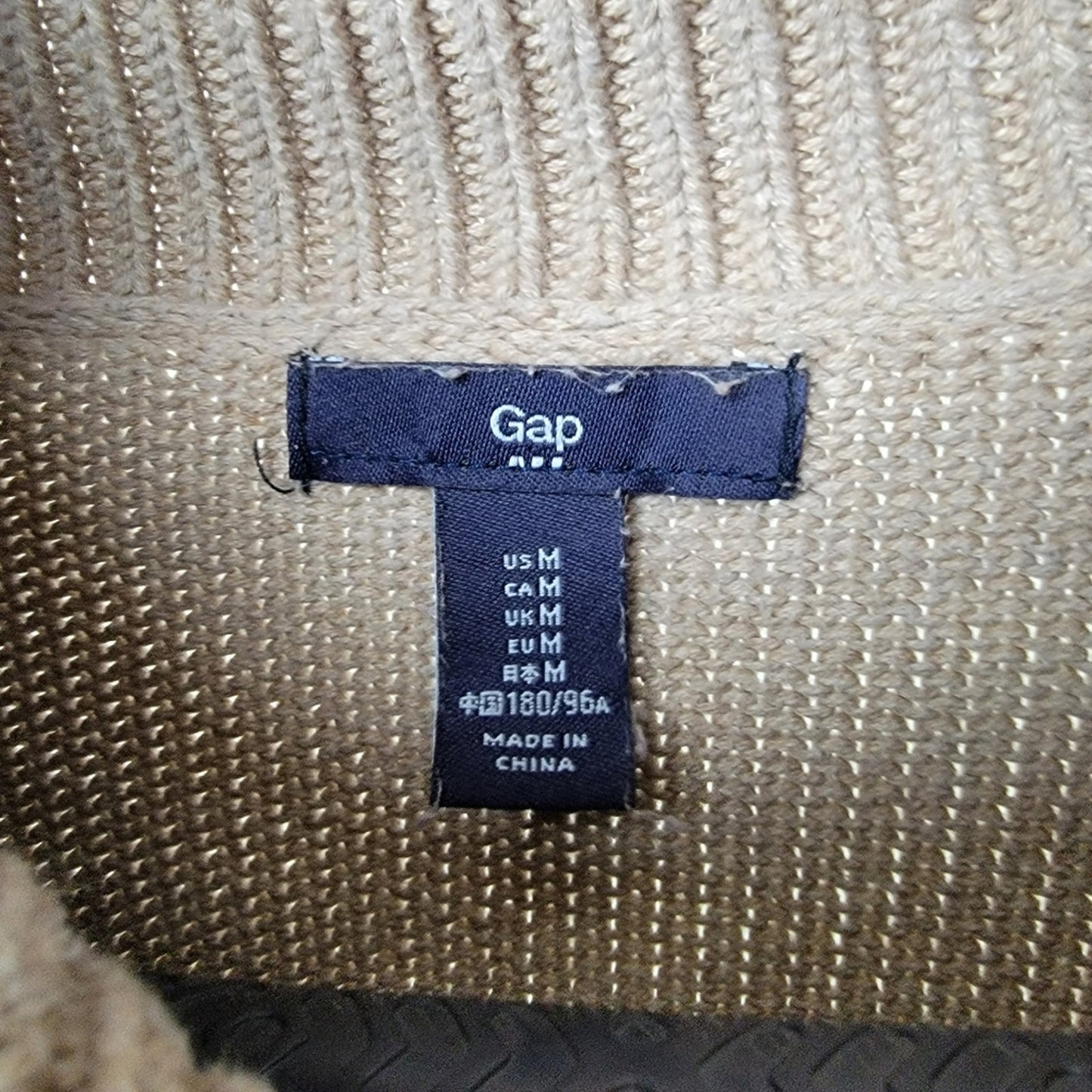 Gap Men's Shawl Neck Fair Isle Aztec Oatmeal Pullover Sweater M
