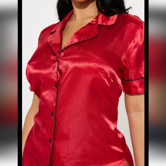 Top Shop Red Silky Pajama Top - 0