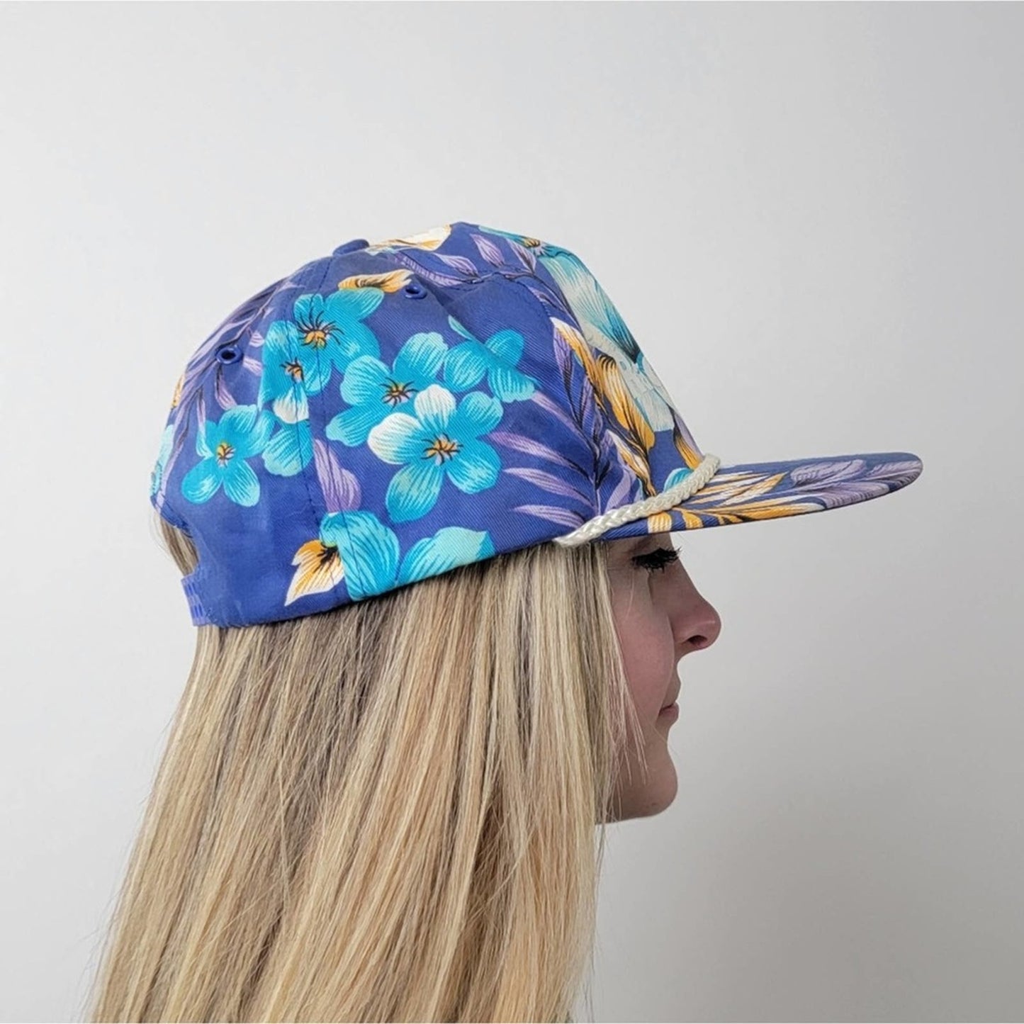 Vintage Raychem Tropical Floral Print Snapback Hat Cap 80/90's