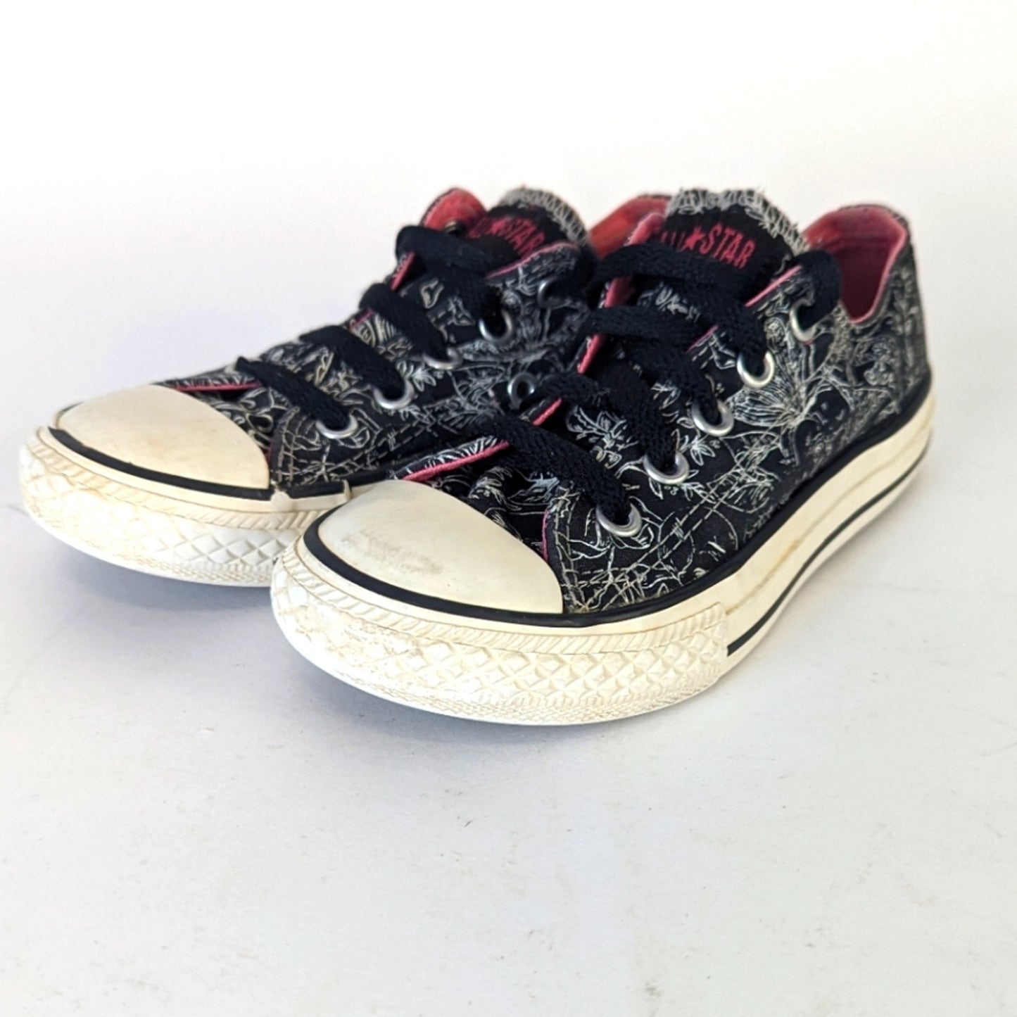 Converse All Star Graphic White Floral Skull Kids Sneakers -11