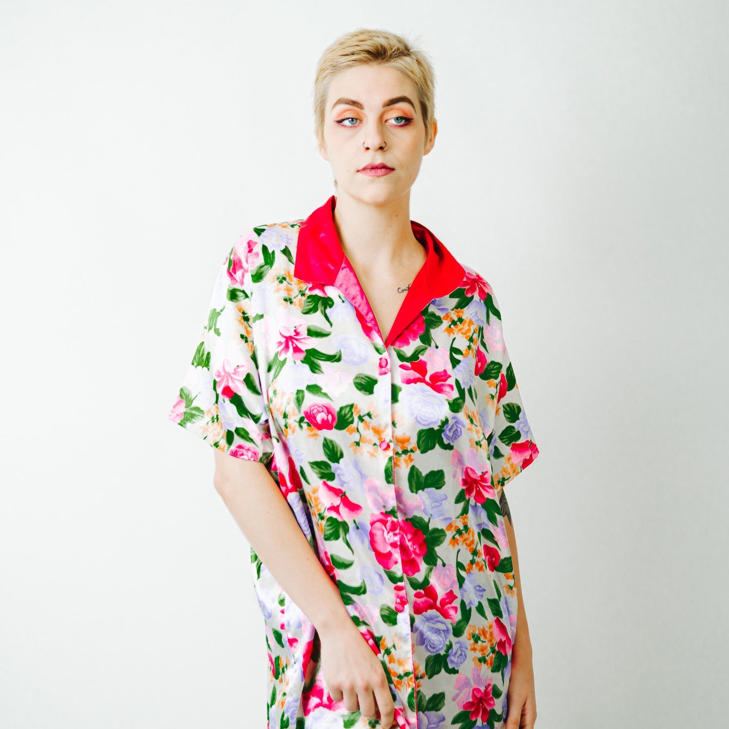 Vintage A' Milan Intimates Floral Button Front Gown / Medium