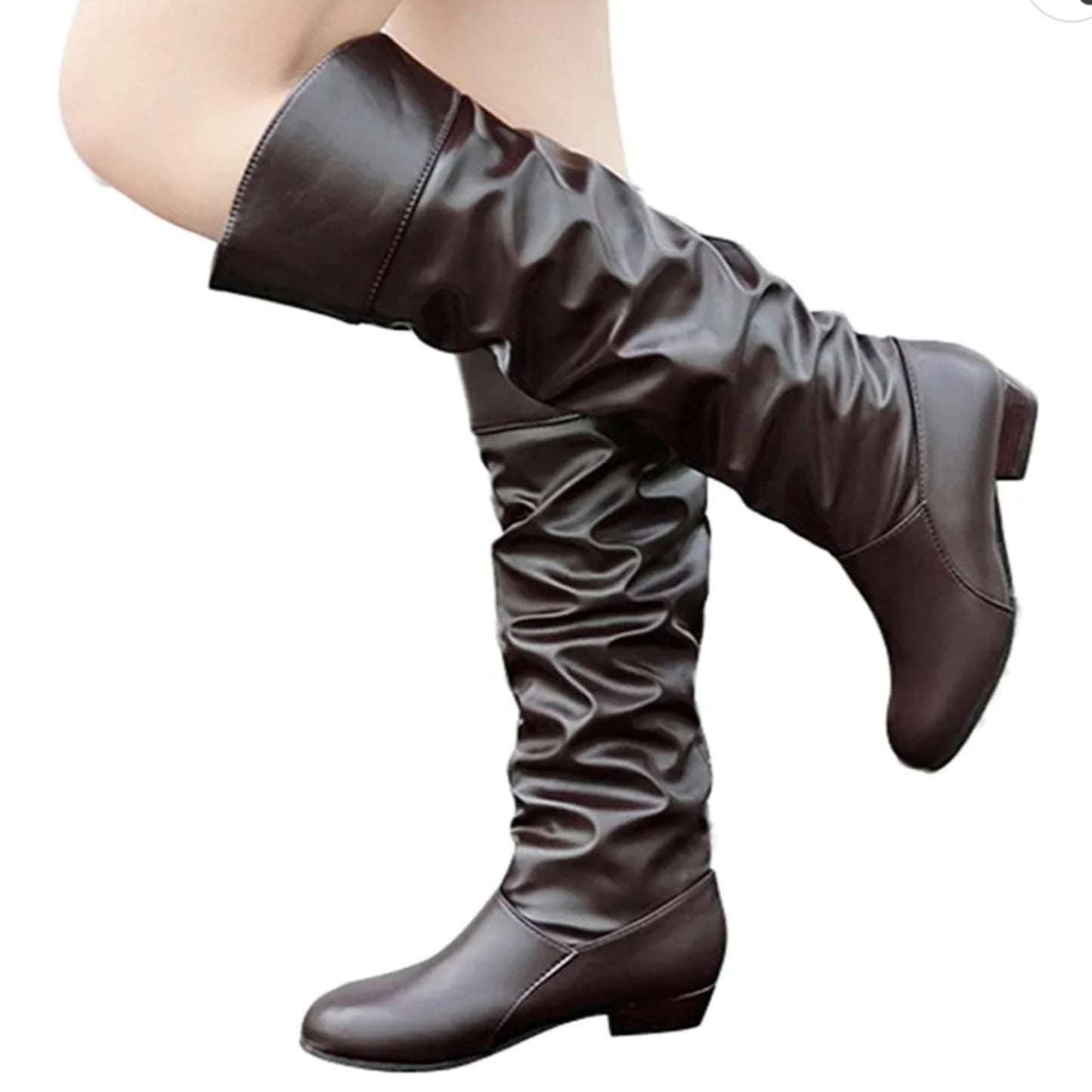 NWT Slouchy Heeled Knee High Boors