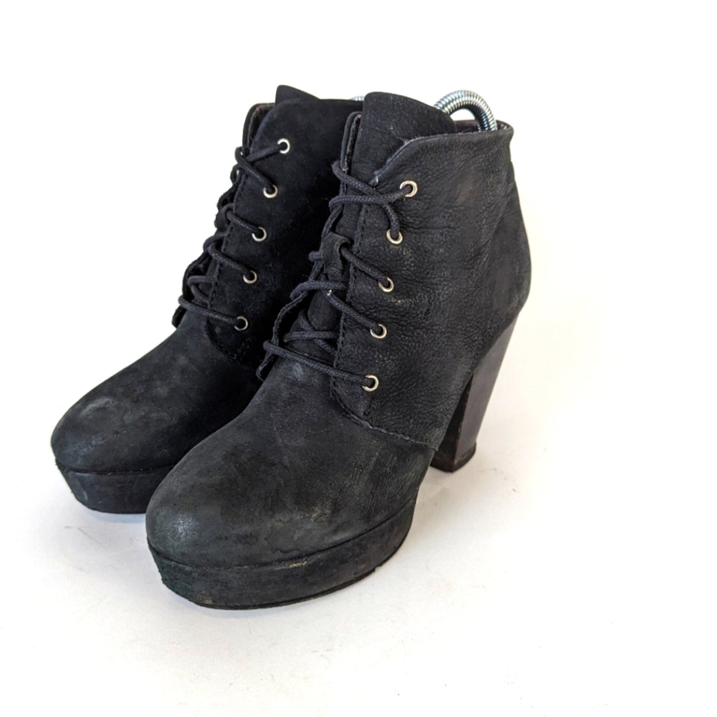 Steve Madden Raspy Black Suede Chunky Ankle Boots - 8.5