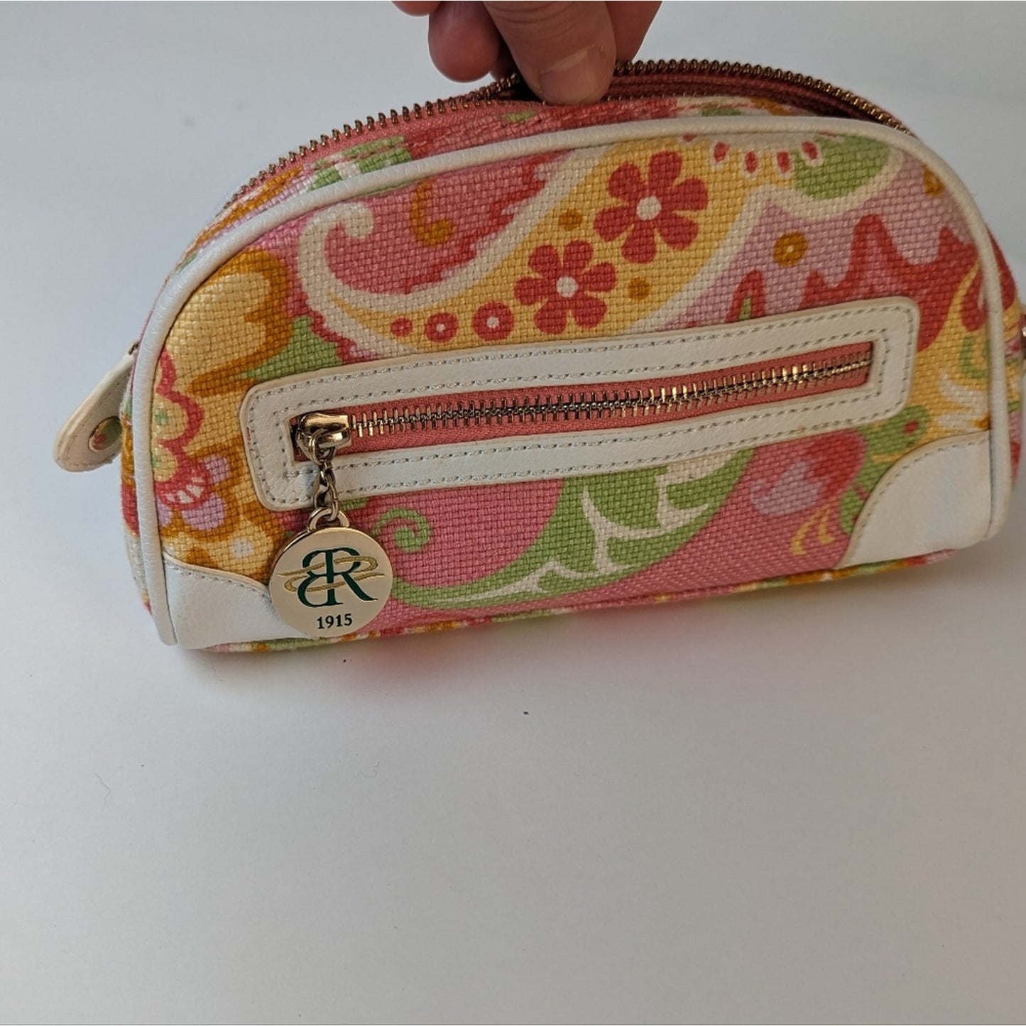 Spartina 449 Floral Linen & Leather Wristlet Bag