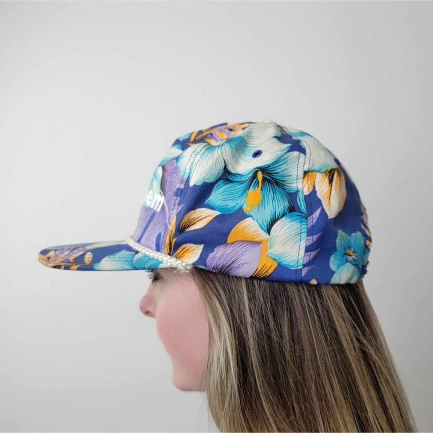 Vintage Raychem Tropical Floral Print Snapback Hat Cap 80/90's