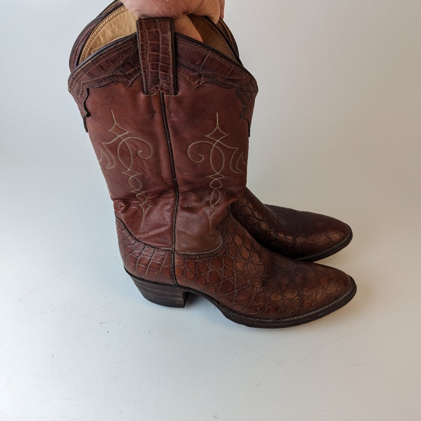 Vintage Justin Men's Boots Exotic Bias Cut Alligator - 8.5D