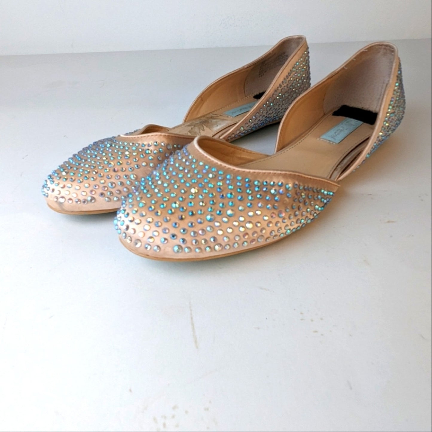 Betsey Johnson Jane Satin Rhinestone Flats / 9