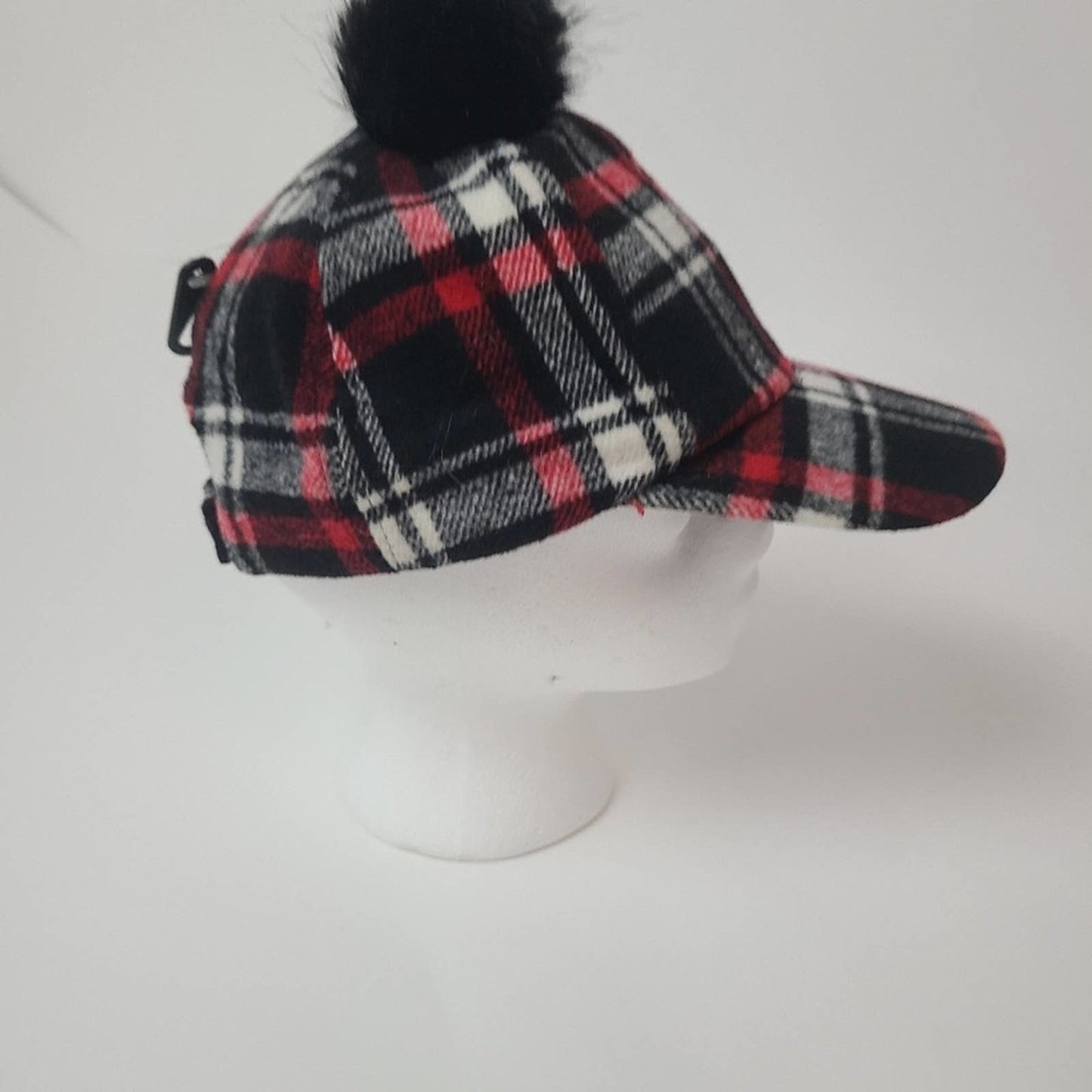 Anna & Ava Wool Pom Pom Plaid Cap