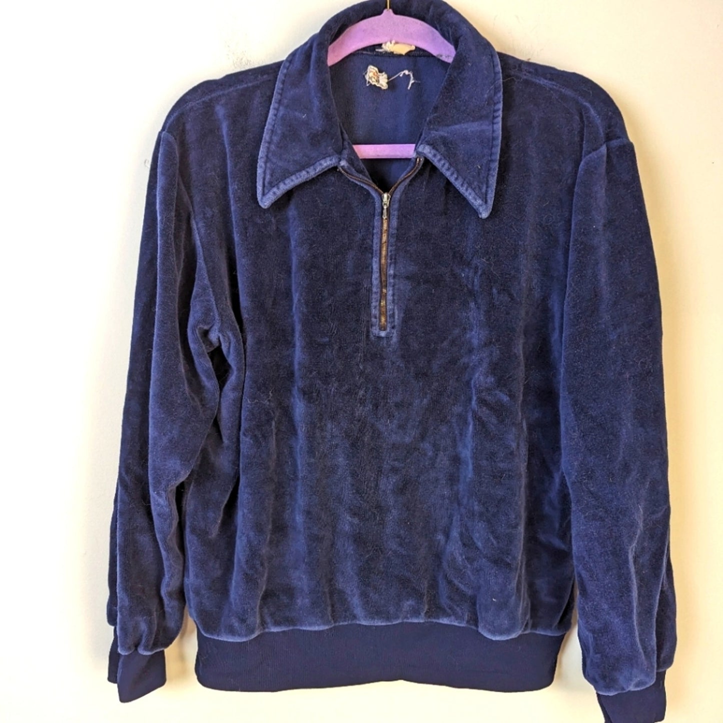 Vintage 70's Velour Blue Nabholz Sportables by Martin Burns Top - Large