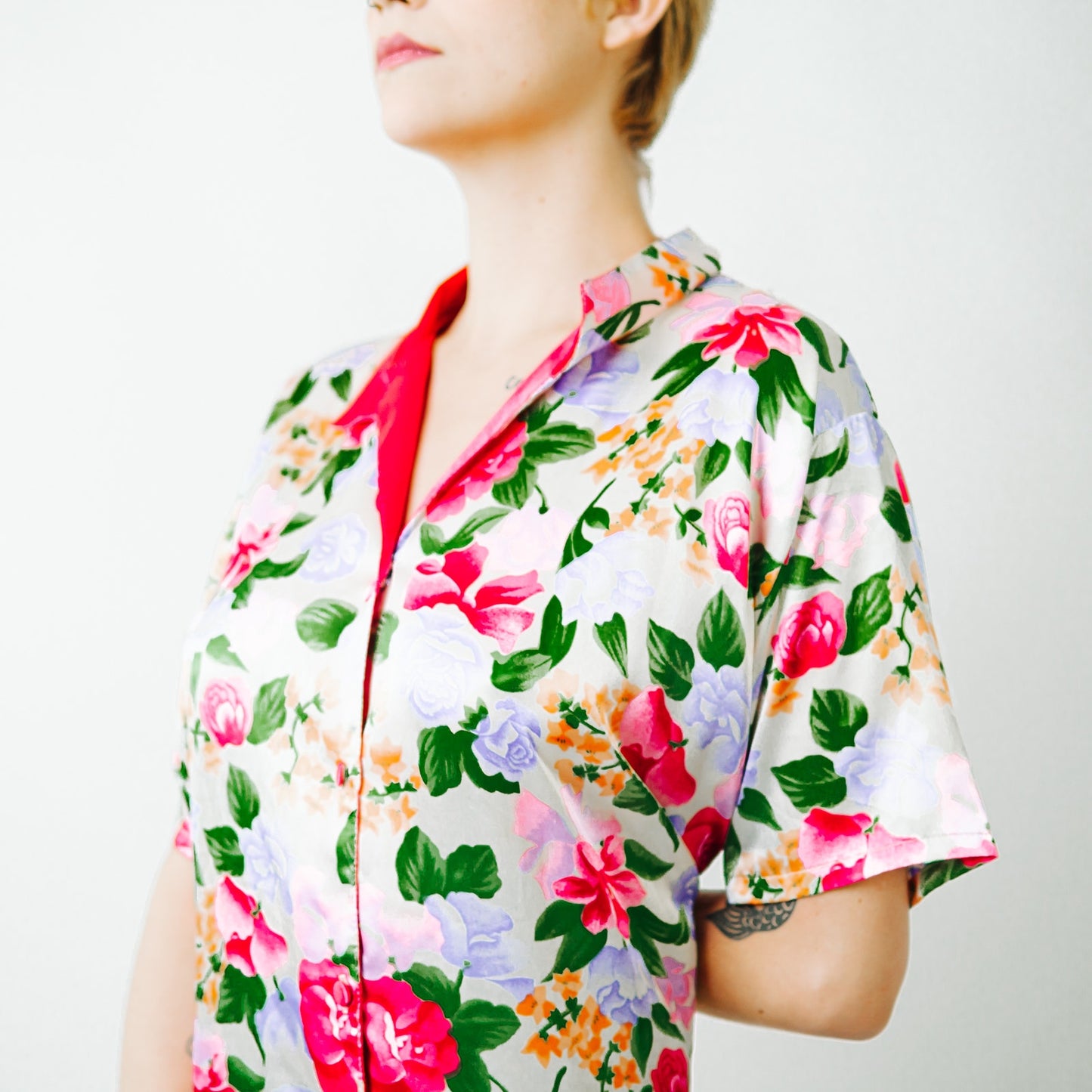 Vintage A' Milan Intimates Floral Button Front Gown / Medium