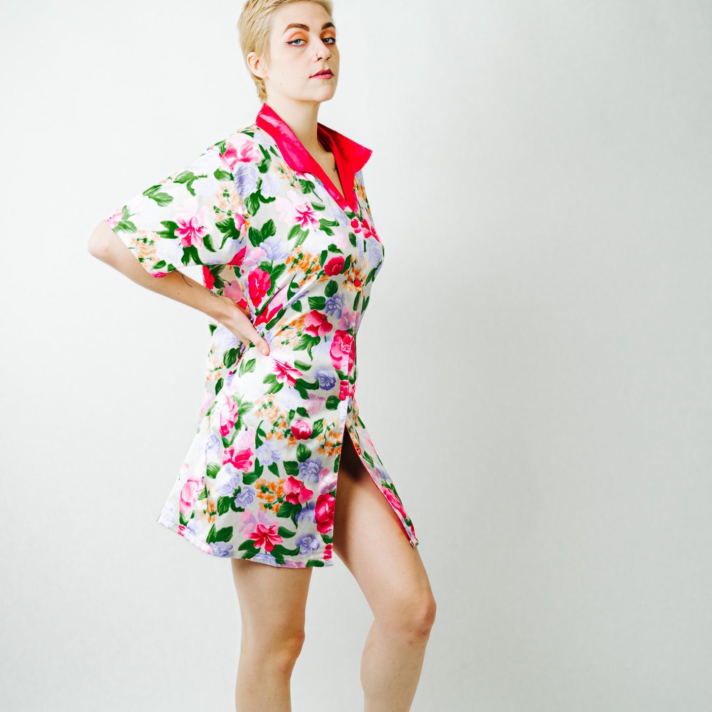 Vintage A' Milan Intimates Floral Button Front Gown / Medium