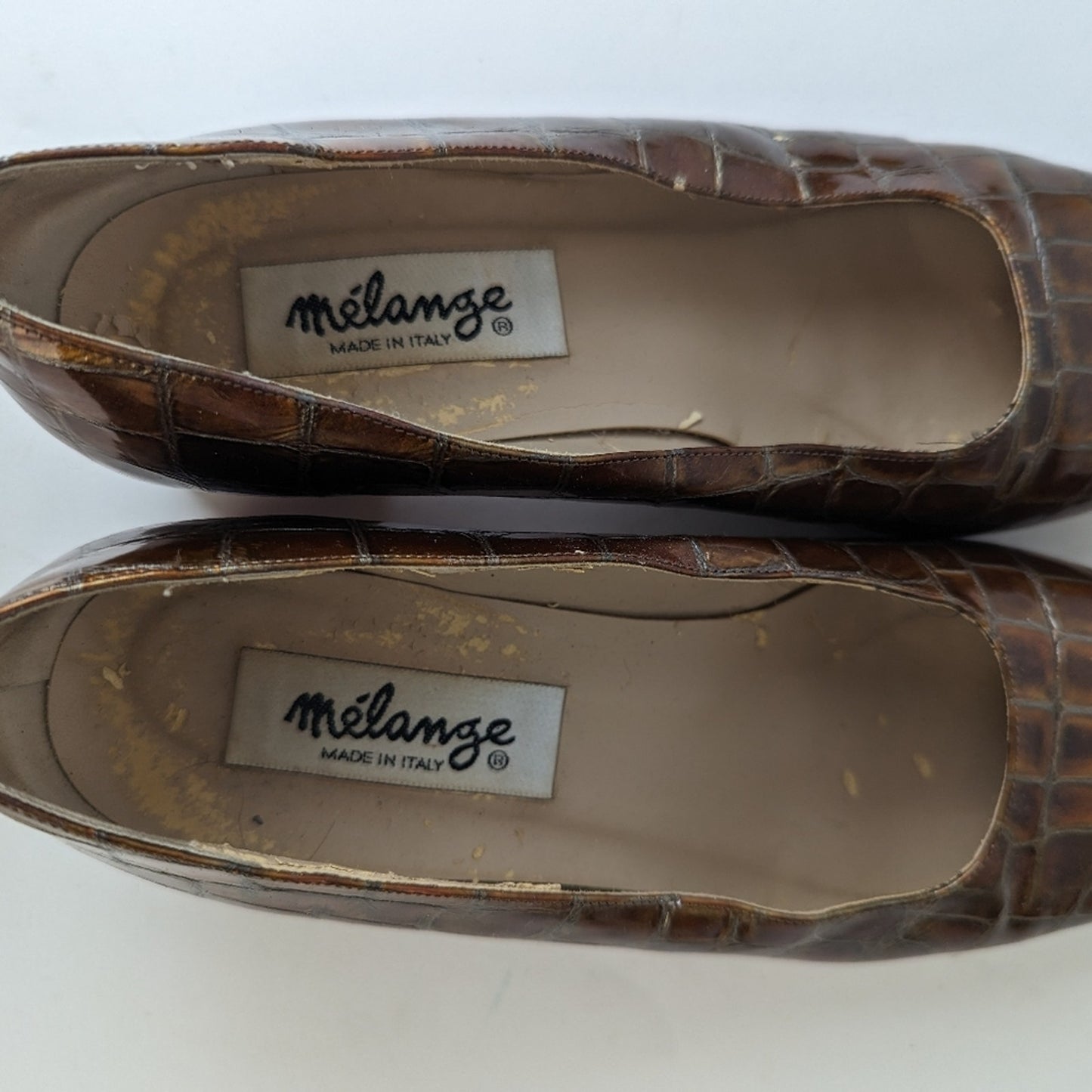 Vintage Melange Croc Block Heels ,5.5