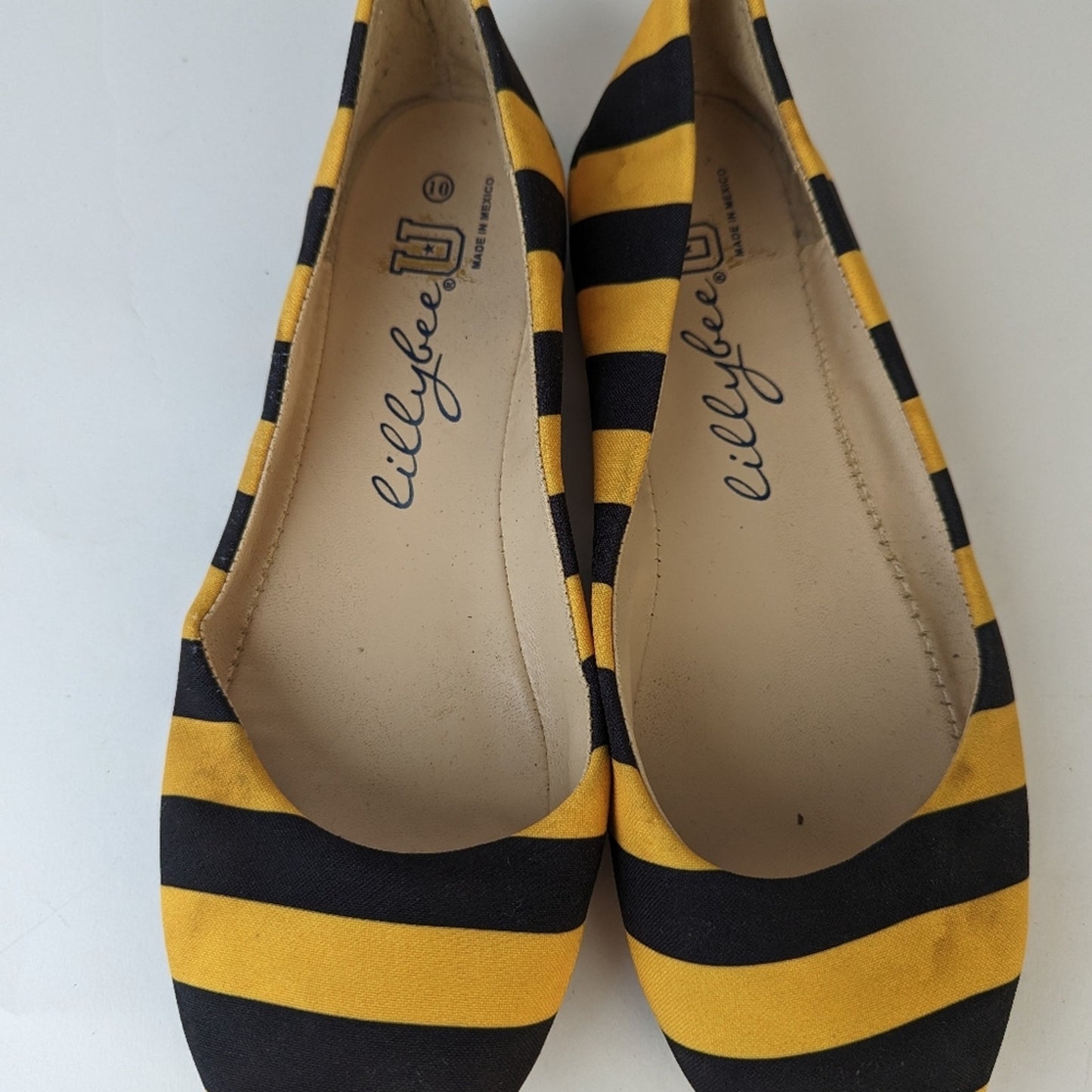 Lillybee Black & Vegas Gold Striped Ballet Shoes - 10