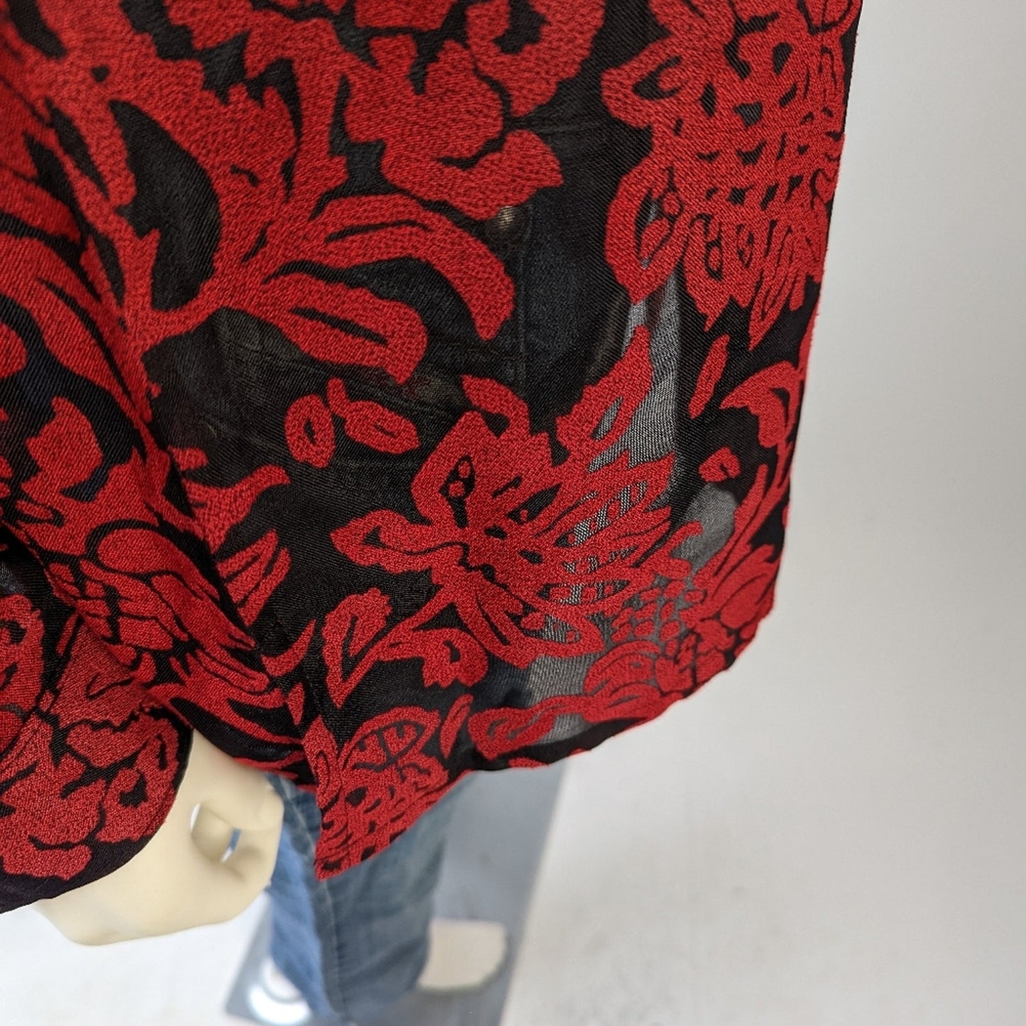 NWT Sheer Floral Button Front Shirt M