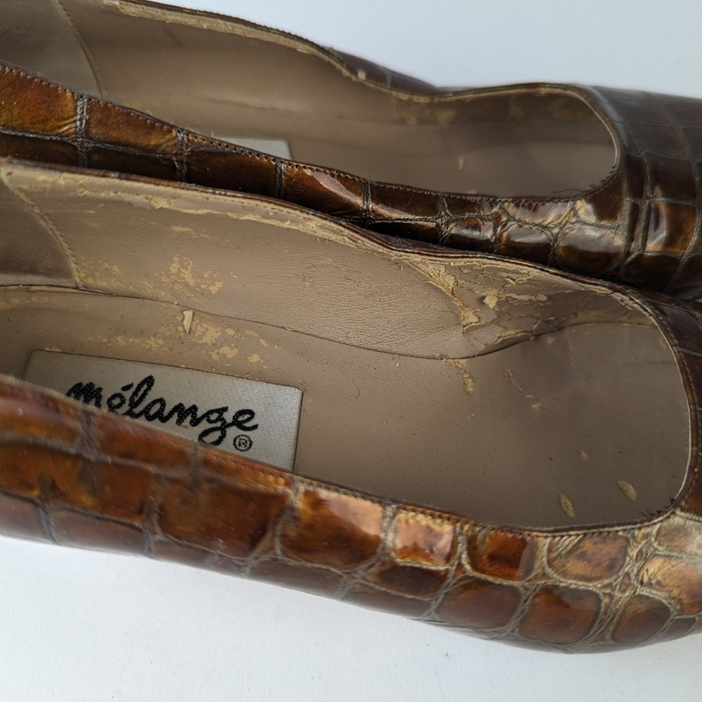 Vintage Melange Croc Block Heels ,5.5