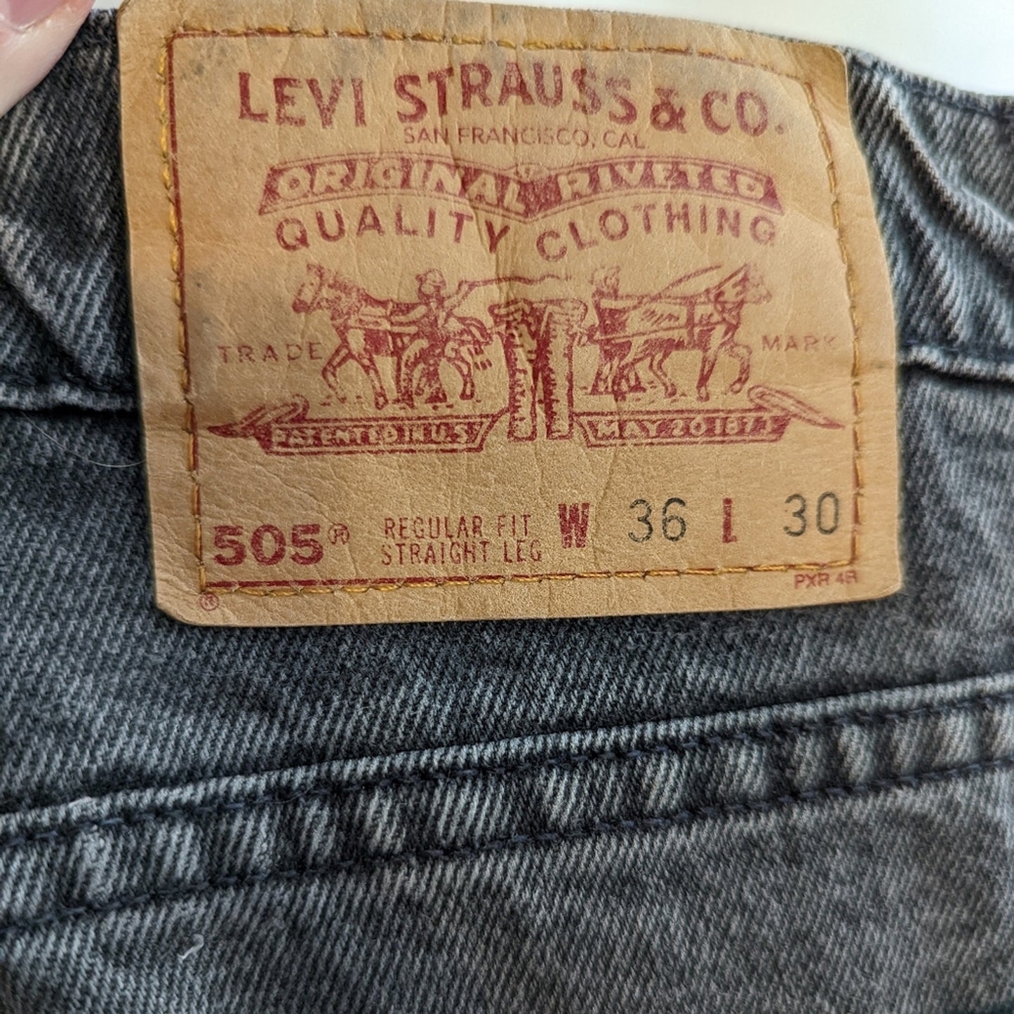 Vintage Y2K 505 Regular Fit Straight Leg Black Jeans - 36